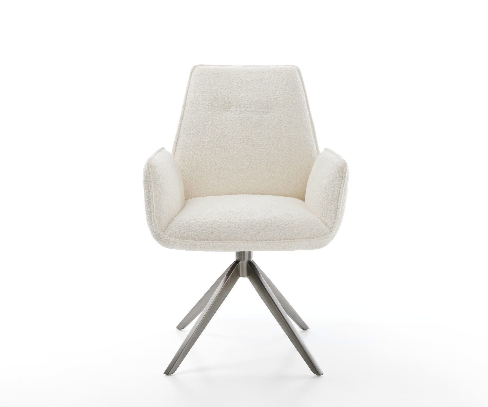 Drehstuhl Zoa-Flex Bouclé Weiß Kreuzgestell breit Graphit 360° drehbar Wippfunktion Taschenfederkern 1