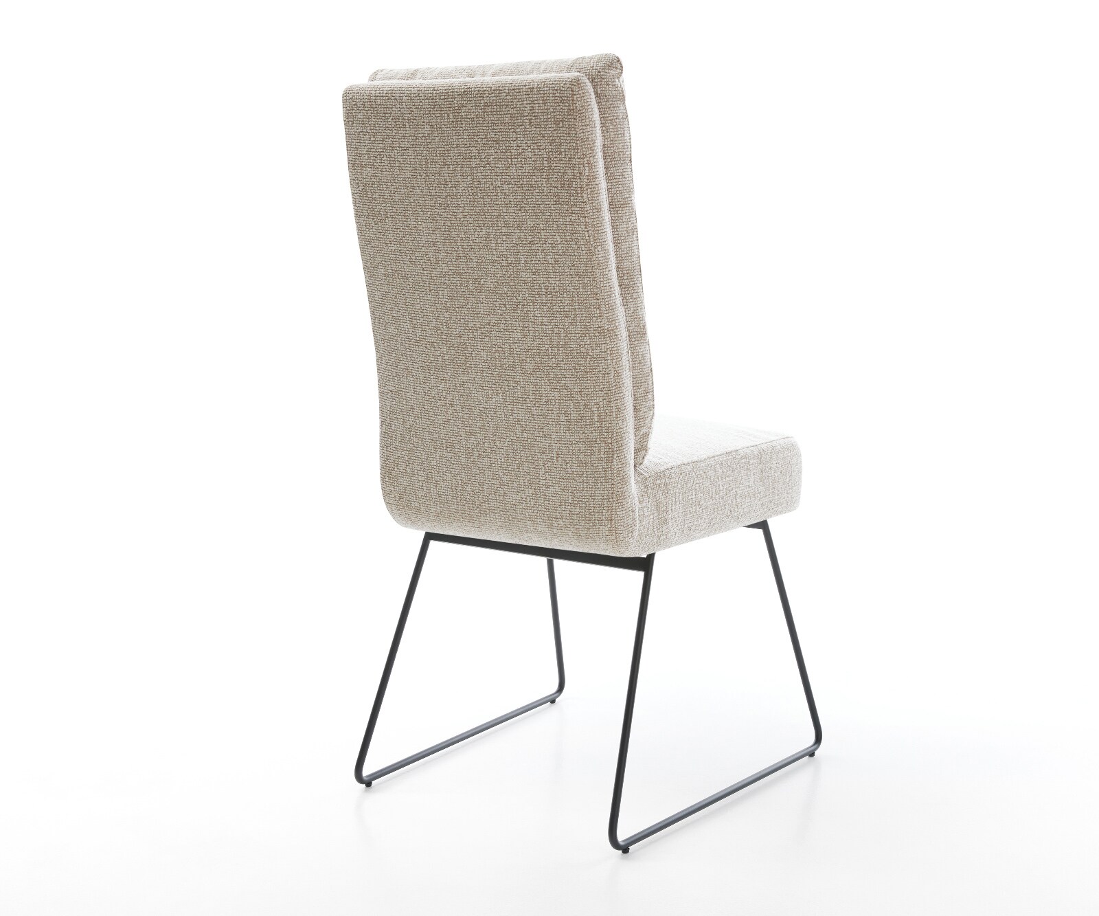 Chaise-de-salle-à-manger Pela-Flex tissu tissé doux beige pied trapèze noir resorts ensachés 5