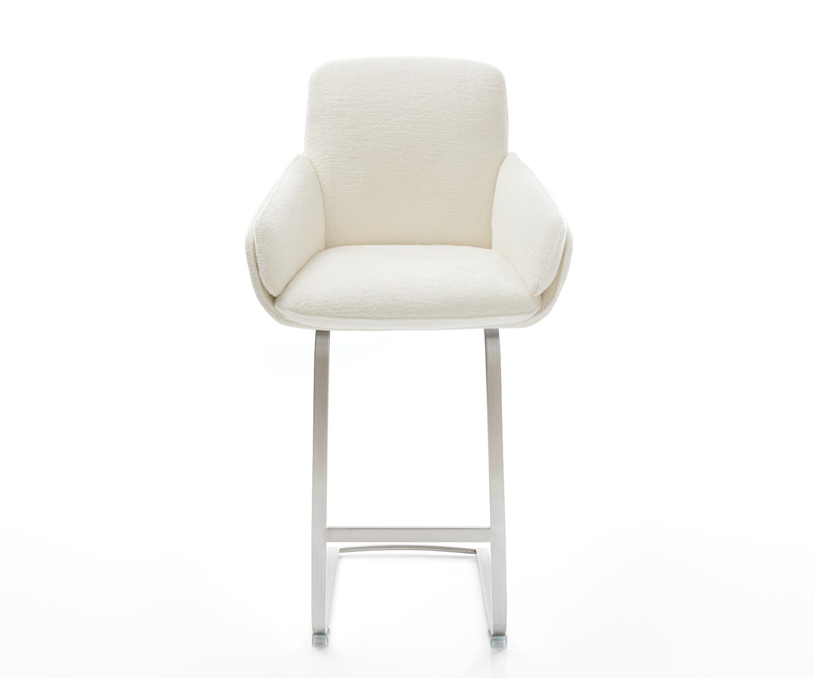 Barstuhl Luan-Flex Bouclé Soft Beige Freischwinger Flach Edelstahl Silberfarben 2