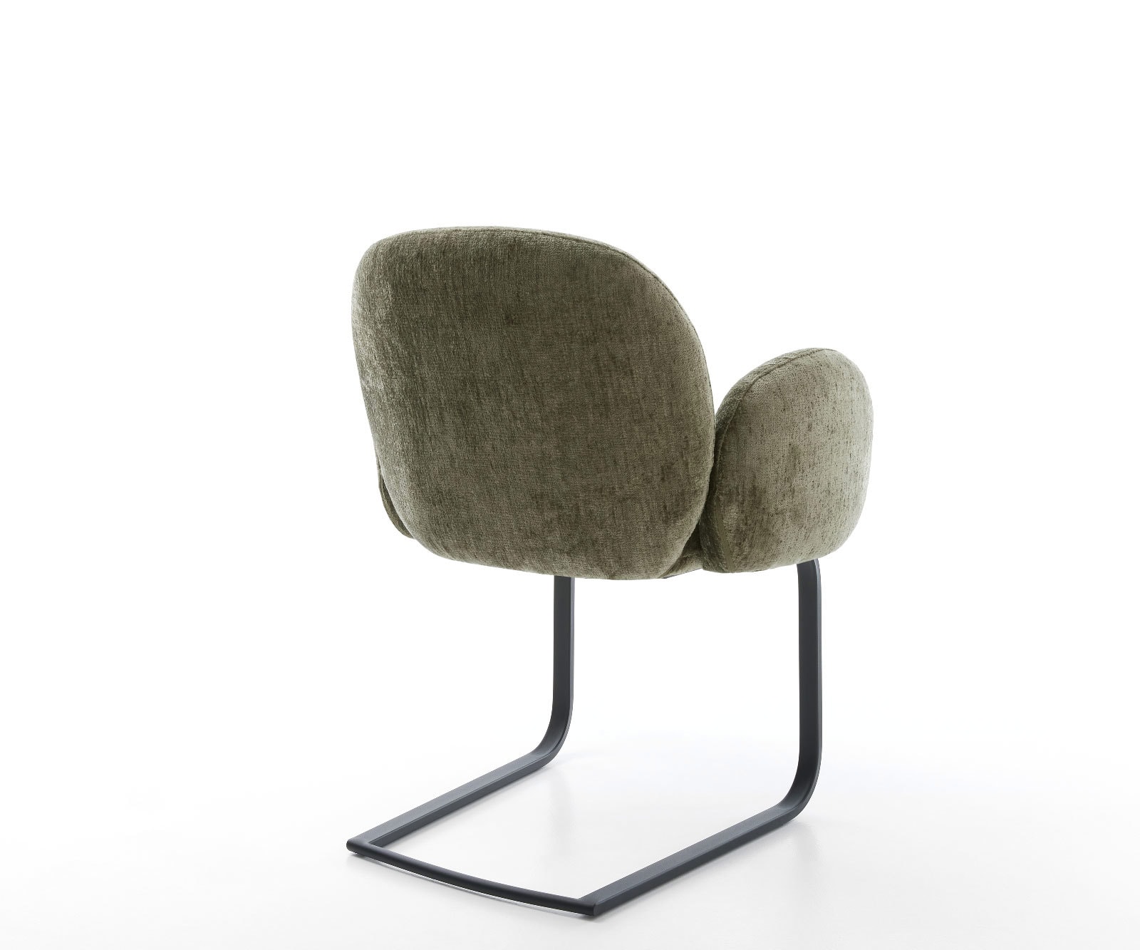 Cantilever Nube-Flex avec accoudoirs chenille olive pied cantilever plat noir ressorts ensachés 5