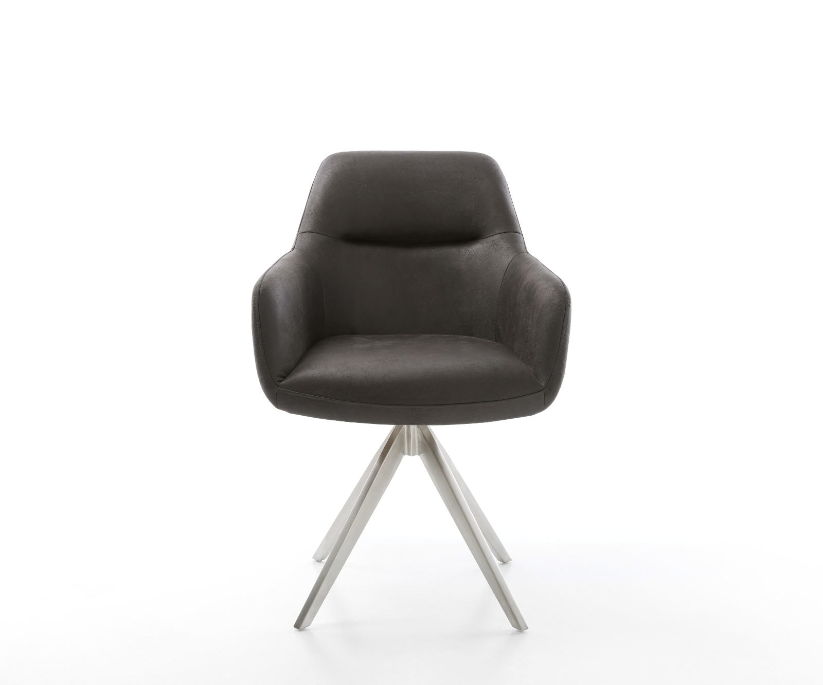 Chaise-de-salle-à-manger Pejo-Flex microvelours anthracite vintage pied croisé angulaire acier inoxydable brossé ressorts ensachés 1 Chaise-de-salle-à-manger Pejo-Flex microvelours anthracite vintage pied croisé angulaire acier inoxydable brossé ressorts ensachés 1