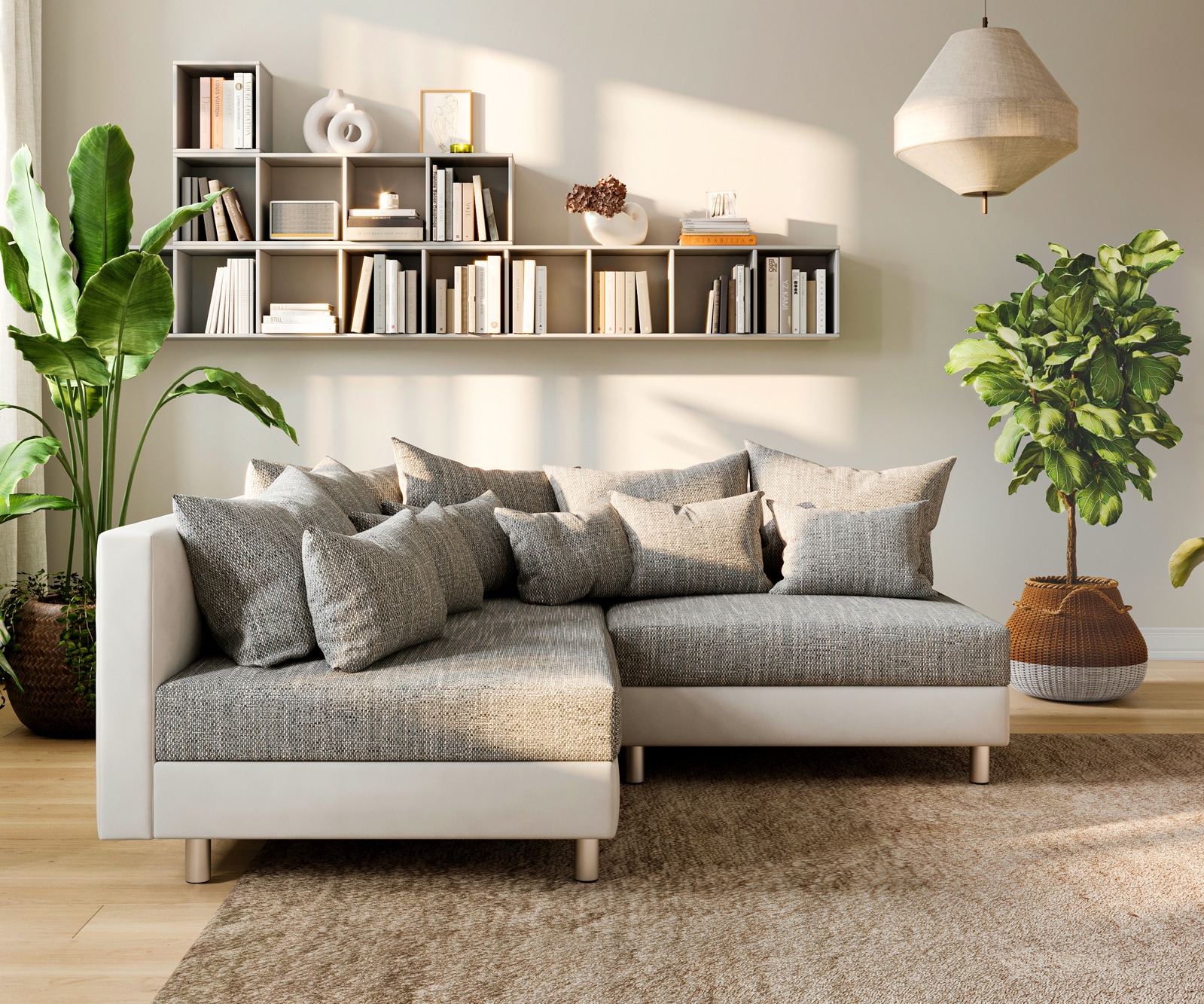 Ecksofa Clovis Weiss Hellgrau Ottomane Links Modulsofa 1 Ecksofa Clovis Weiss Hellgrau Ottomane Links Modulsofa 1