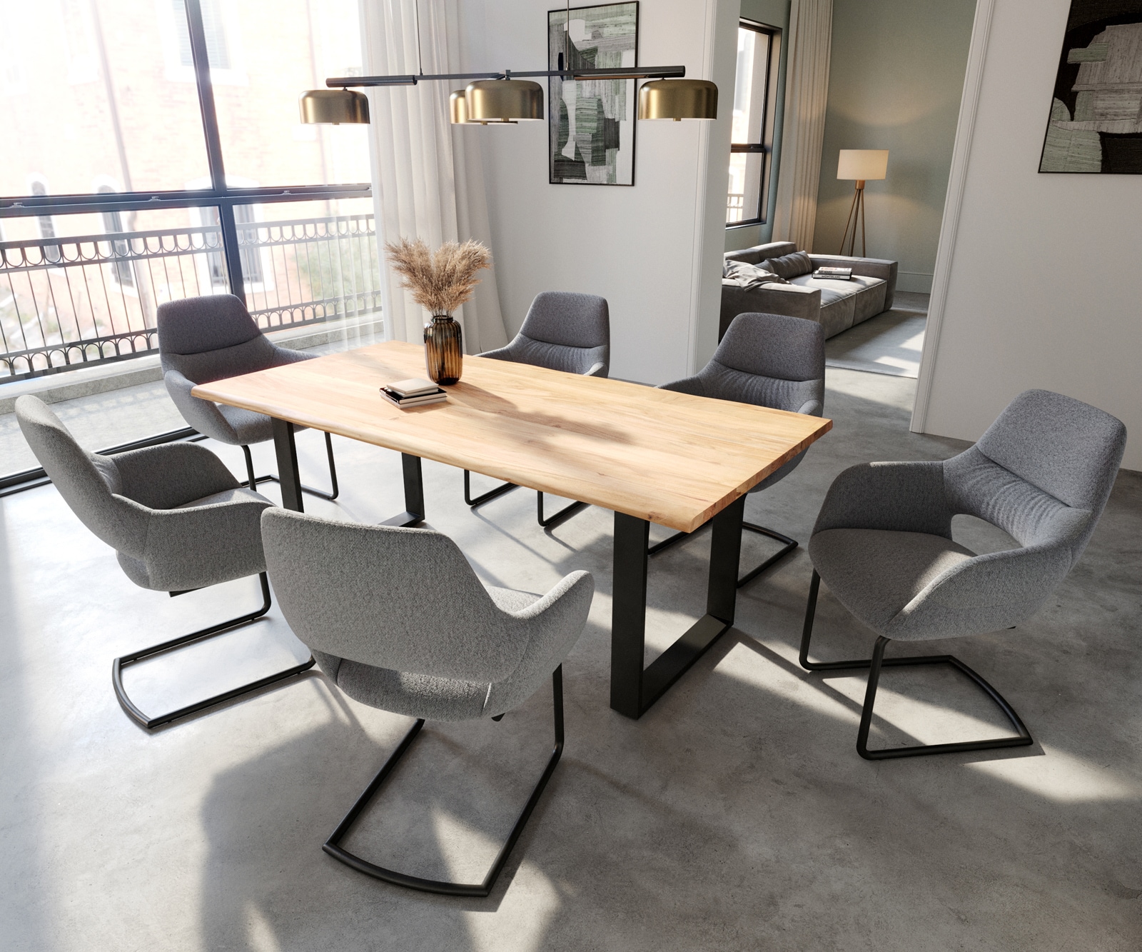 Freischwinger Yago-Flex mit Armlehnen Strukturstoff Hellgrau Freischwinger rund Schwarz Taschenfederkern 3 Freischwinger Yago-Flex mit Armlehnen Strukturstoff Hellgrau Freischwinger rund Schwarz Taschenfederkern 3