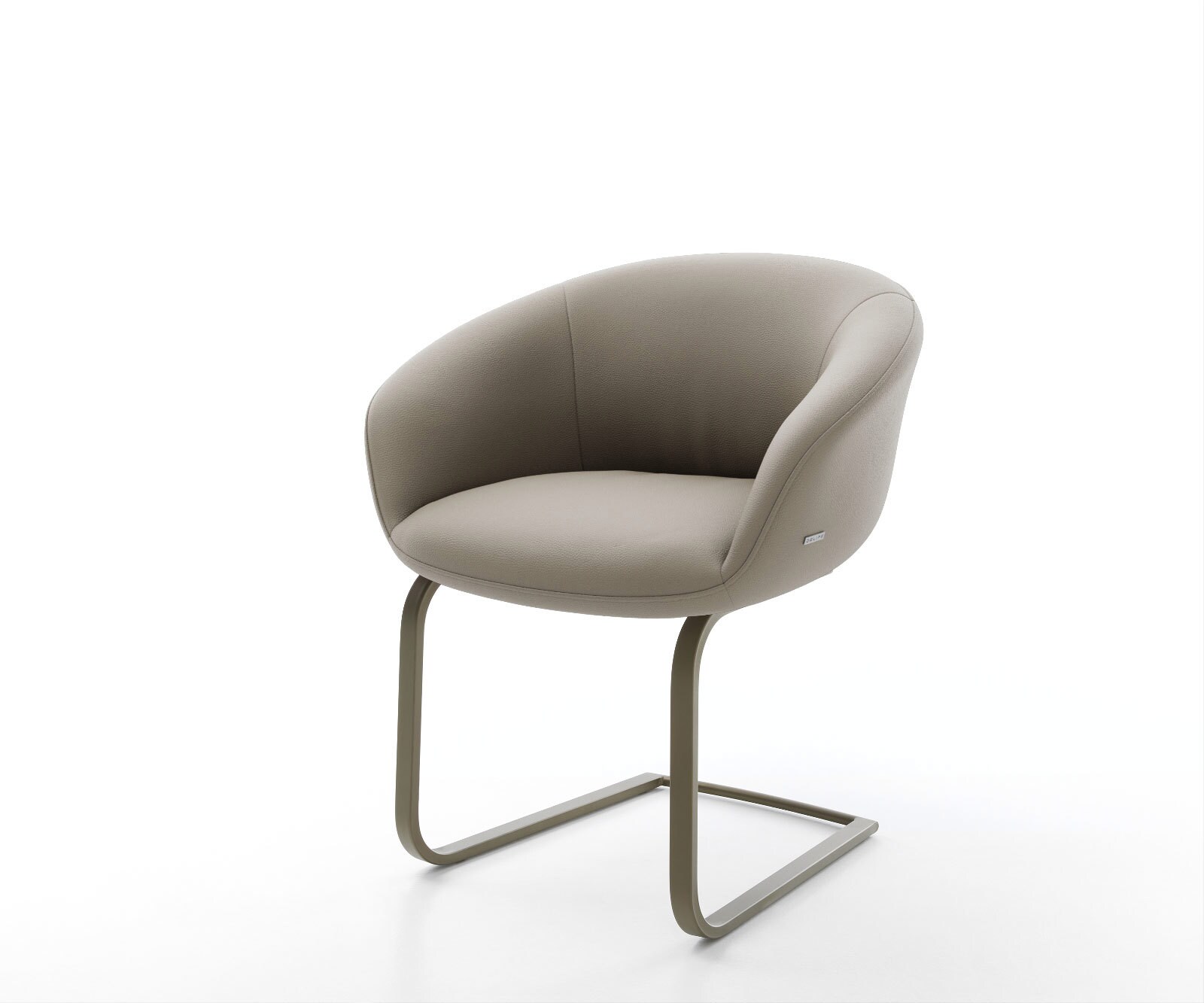 Cantilever Vinka-Flex avec accoudoirs cuir de vache couleur boue pied cantilever plat aspect titane ressorts ensachés 1