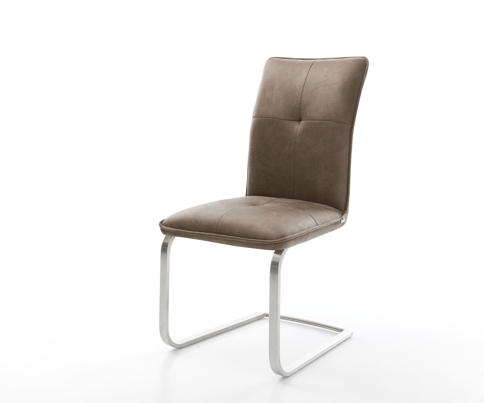 Freischwinger Maddy-Flex Mikrofaser Taupe Vintage Freischwinger flach Edelstahl Freischwinger Maddy-Flex Mikrofaser Taupe Vintage Freischwinger flach Edelstahl