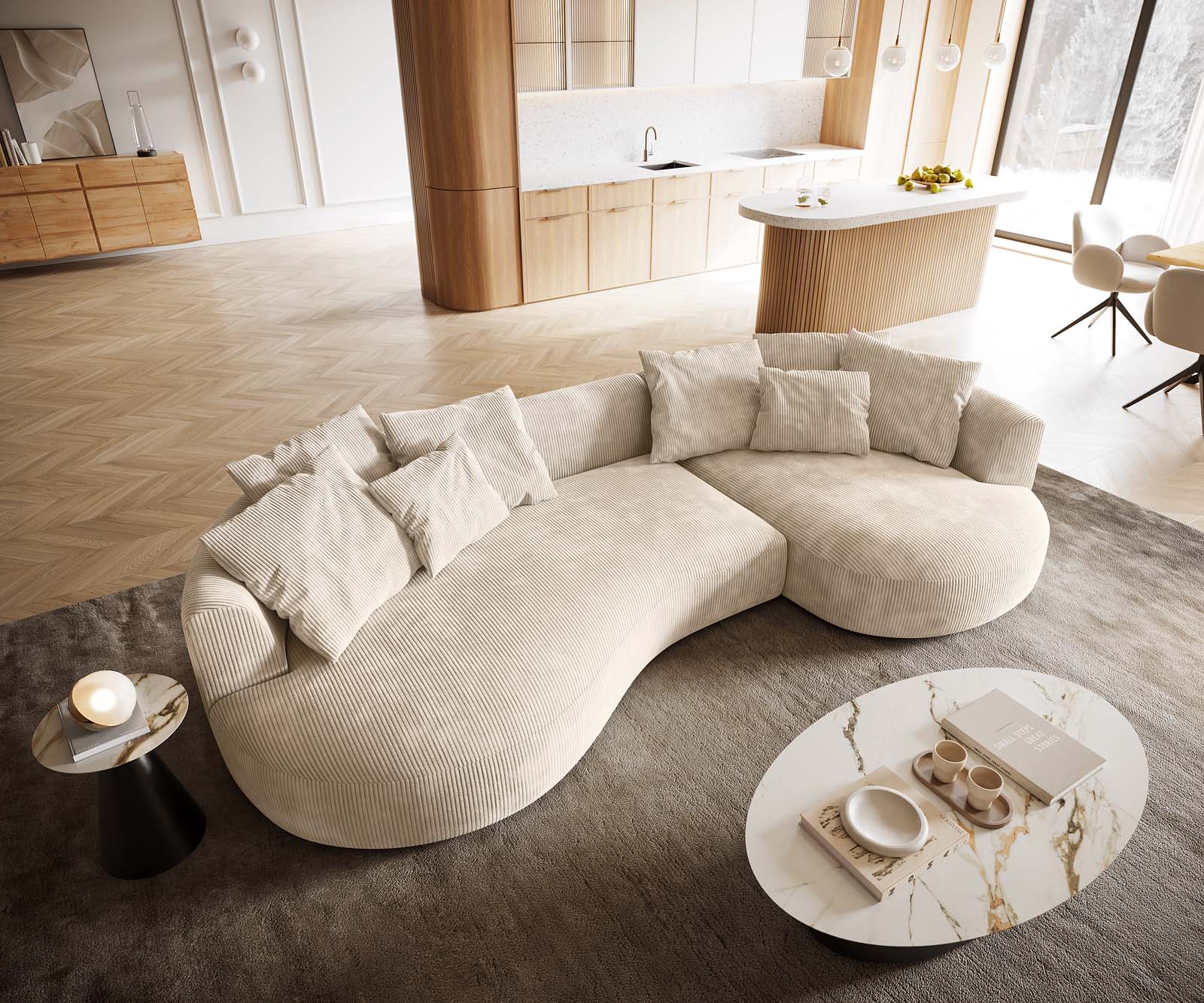 Sofa Edina 330x170 cm Cord Beige 3 Sofa Edina 330x170 cm Cord Beige 3