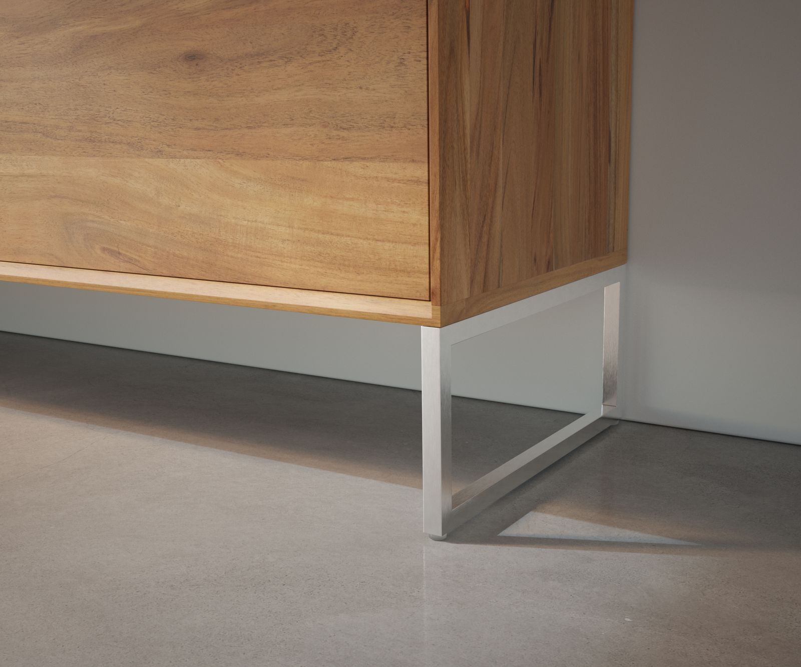 Fuß Kufe schmal 15 cm Edelstahl gebürstet für Kastenmöbel der Tiefe 35 cm (2er Set) 1