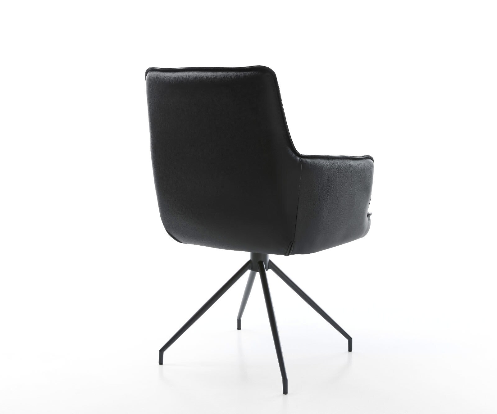 Chaise-pivotante Heira-Flex avec accoudoirs cuir de vache noir pied croisé conique noir pivotement sur 180° ressorts ensachés 5