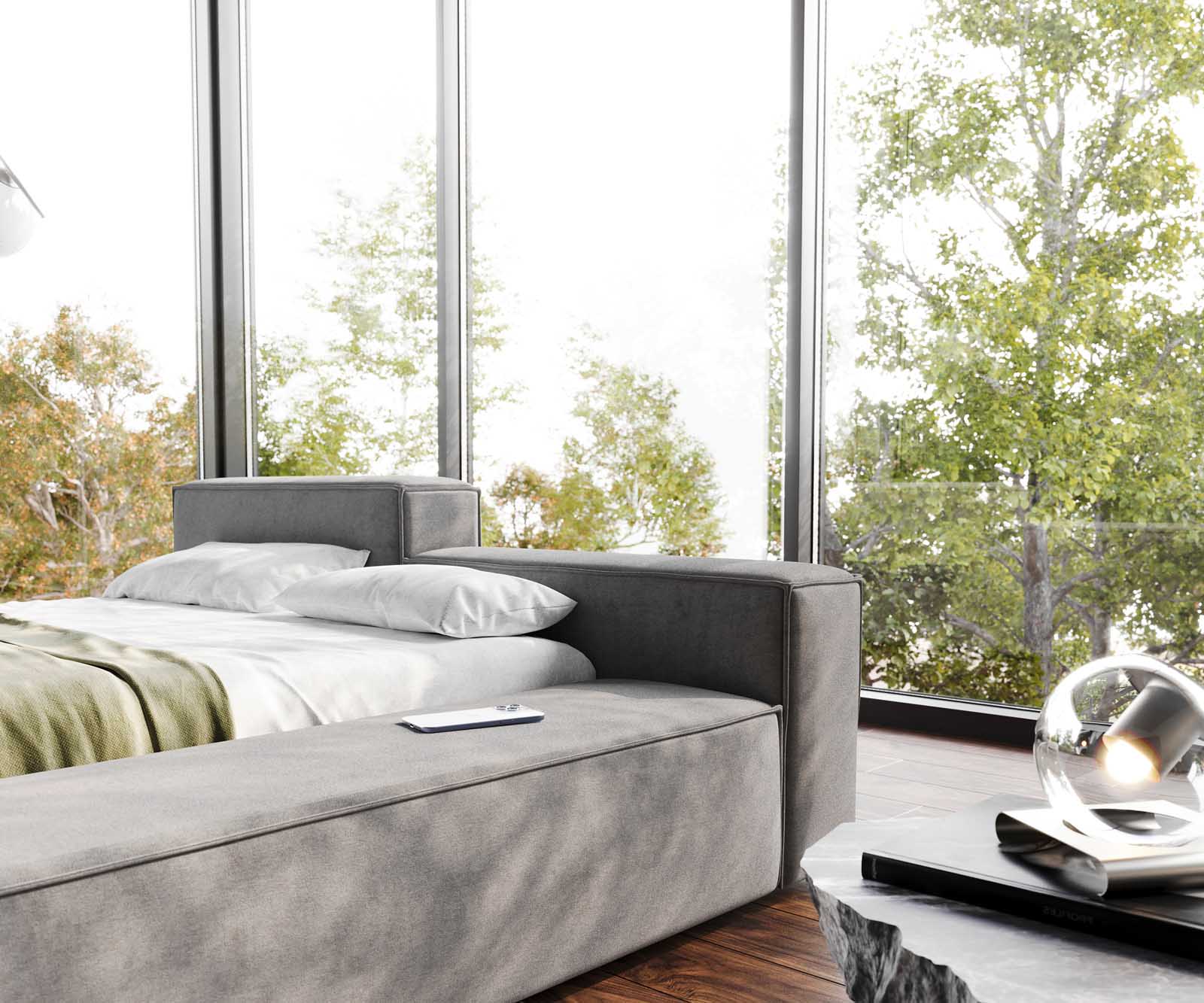 Polsterbettgestell Kalinea 140x200 cm Mikrofaser Grau 5 Polsterbettgestell Kalinea 140x200 cm Mikrofaser Grau 5