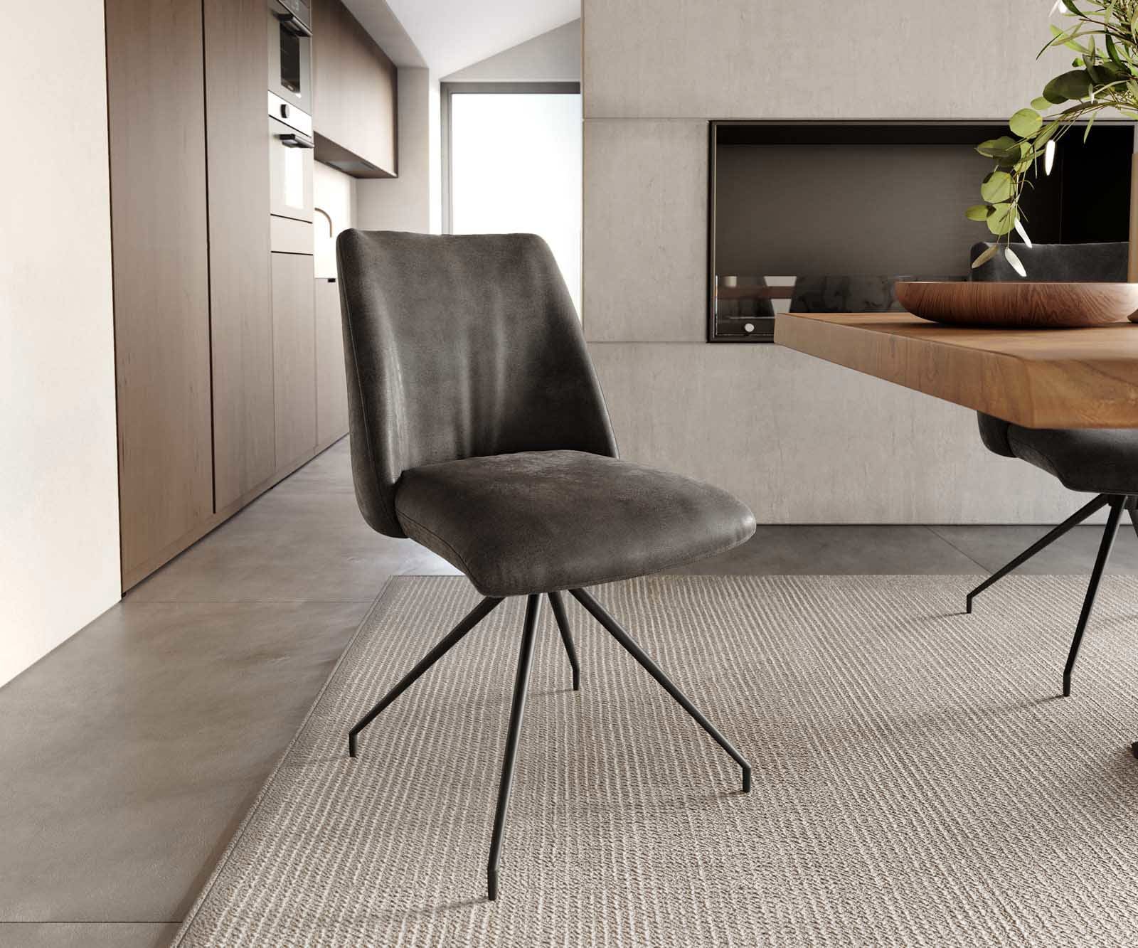 Drehstuhl Elso-Flex Mikrofaser Anthrazit Vintage Kreuzgestell konisch Schwarz 180° drehbar Taschenfederkern Drehstuhl Elso-Flex Mikrofaser Anthrazit Vintage Kreuzgestell konisch Schwarz 180° drehbar Taschenfederkern