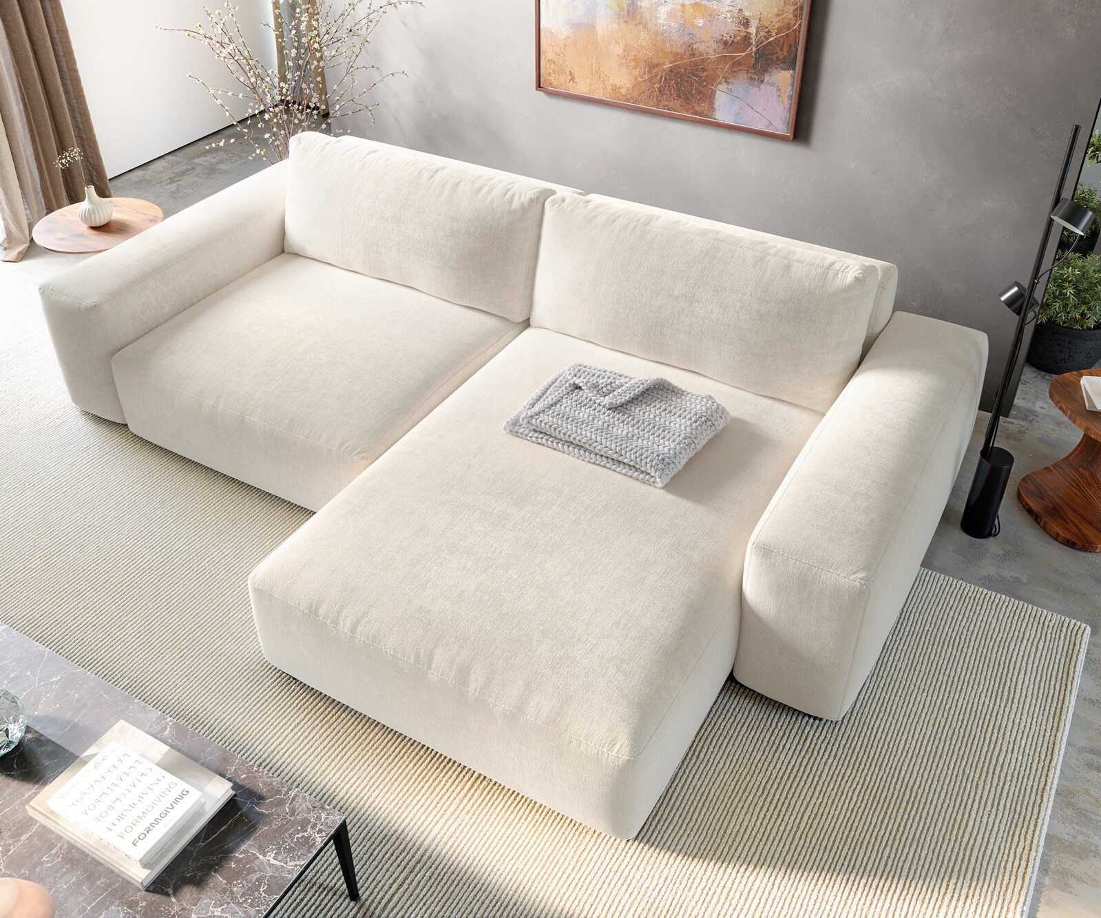 Ecksofa Lanzo XL 270x180 cm Strukturstoff Soft Beige Recamiere variabel 4