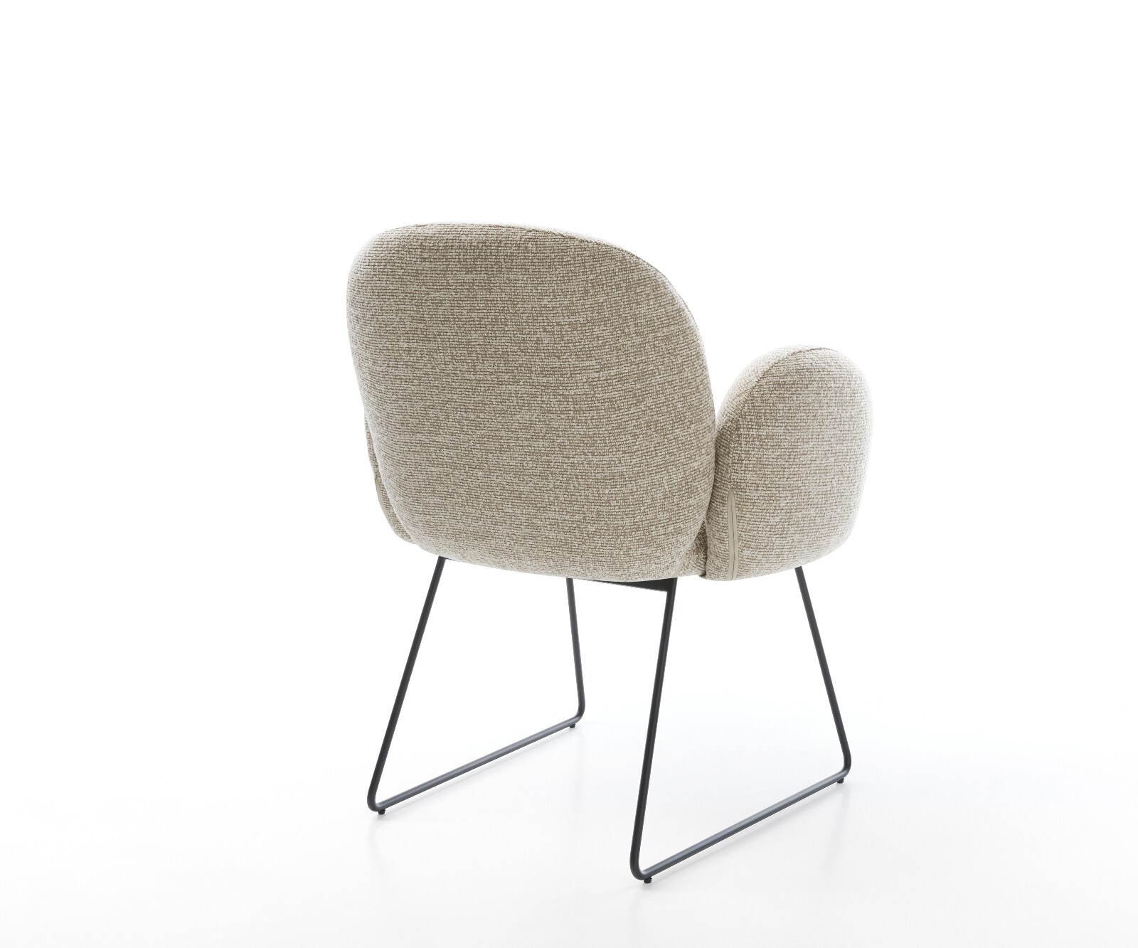 Esszimmerstuhl Nube-Flex mit Armlehnen Webstoff Soft Beige Kufengestell Schwarz Taschenfederkern 4