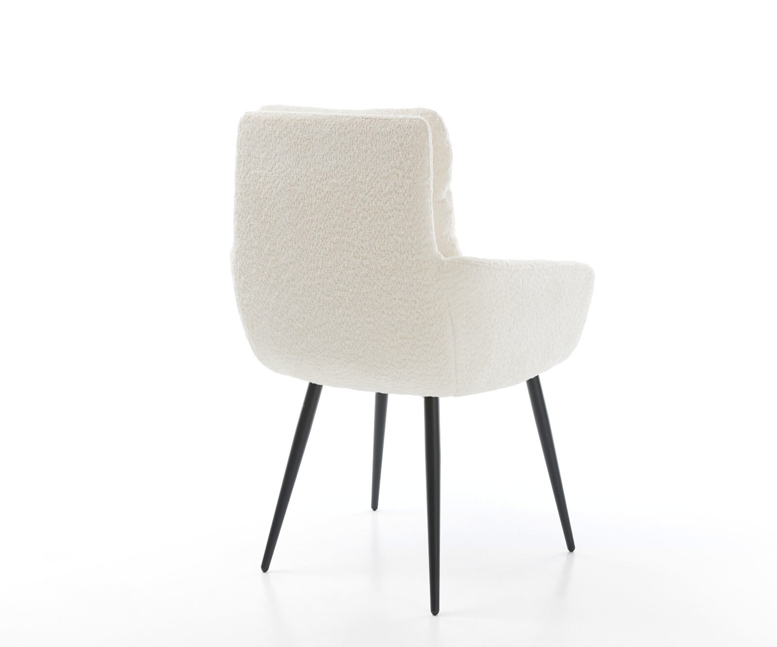 Chaise-de-salle-à-manger Abelia-Flex avec accoudoirs bouclé blanc 4 pieds coniques noir 5