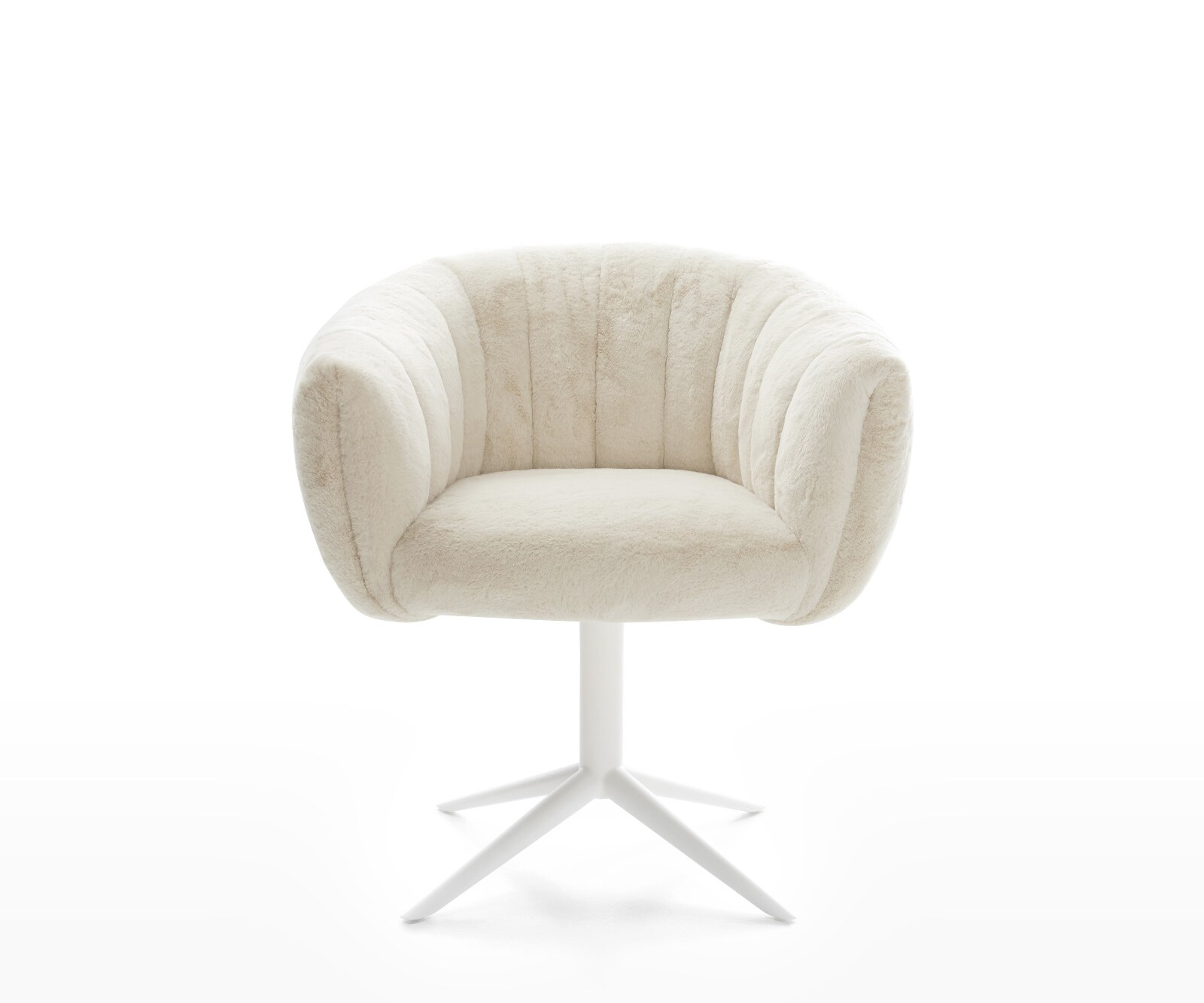 Drehstuhl Jada-Flex Plüsch Creme-Weiß Fußkreuz Weiß 360° drehbar Wippfunktion Taschenfederkern 2