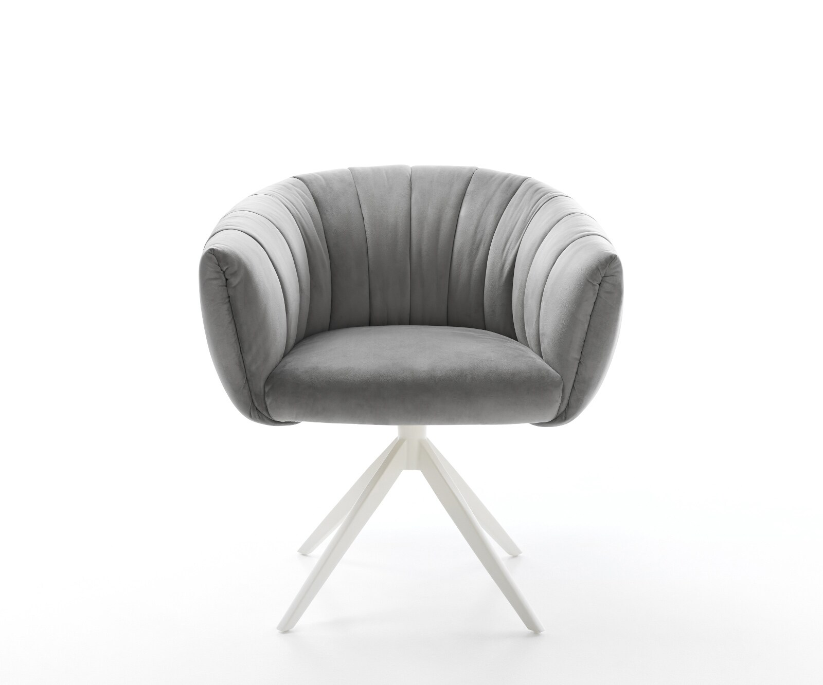 Drehstuhl Jada-Flex Samt Grau Kreuzgestell breit Weiß 360° drehbar Wippfunktion Taschenfederkern 1