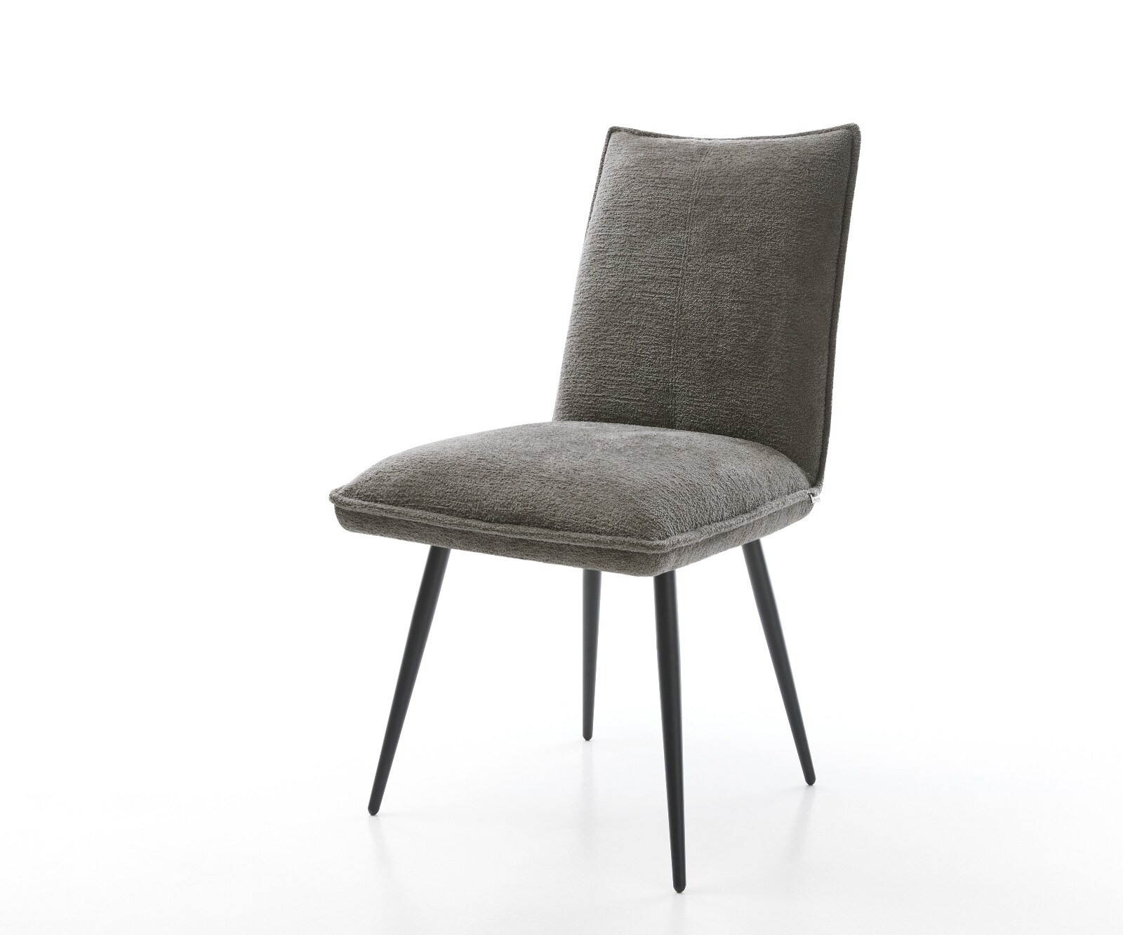 Chaise-de-salle-à-manger Lelio-Flex bouclé doux couleur boue 4 pieds coniques noir resorts ensachés 1