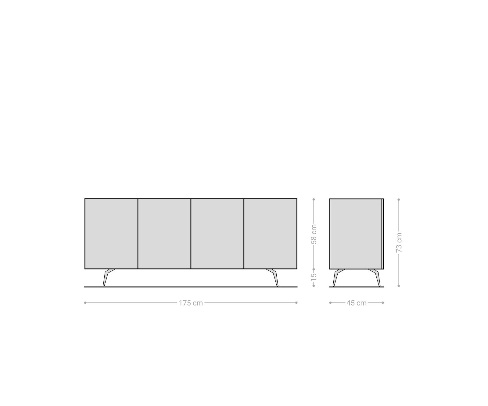 Sideboard Imara 175 cm Mango Braun 2 Türen 3 Schubladen Winkelfuß Metall Schwarz 5