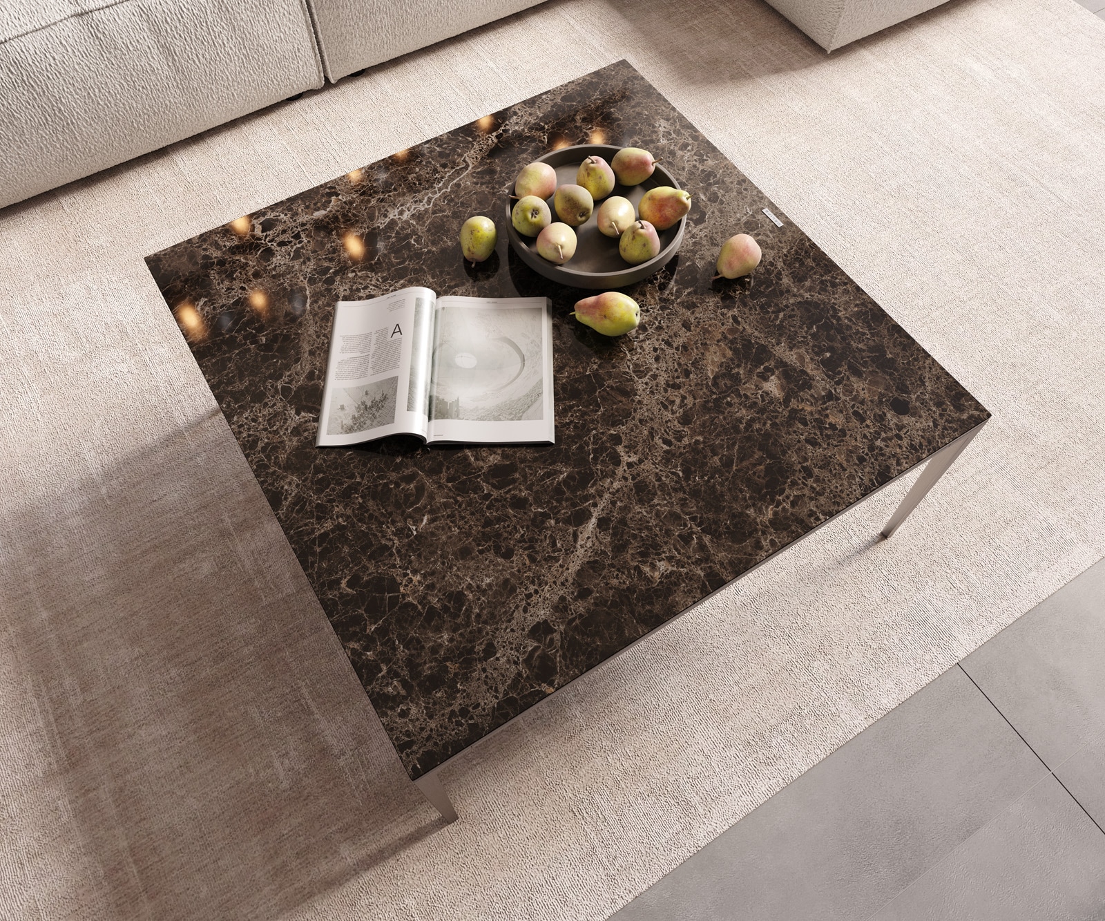 Couchtisch Levente 85x85 cm Keramik Laminam®Emperador Extra Lucidato Dunkelbraun Gestell Edelstahl Silber 3 Couchtisch Levente 85x85 cm Keramik Laminam®Emperador Extra Lucidato Dunkelbraun Gestell Edelstahl Silber 3