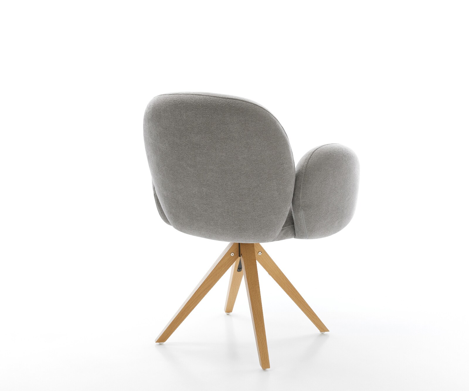 Drehstuhl Nube-Flex mit Armlehnen Strukturstoff Soft Grau Holzgestell kantig Natur 360° drehbar Taschenfederkern 5