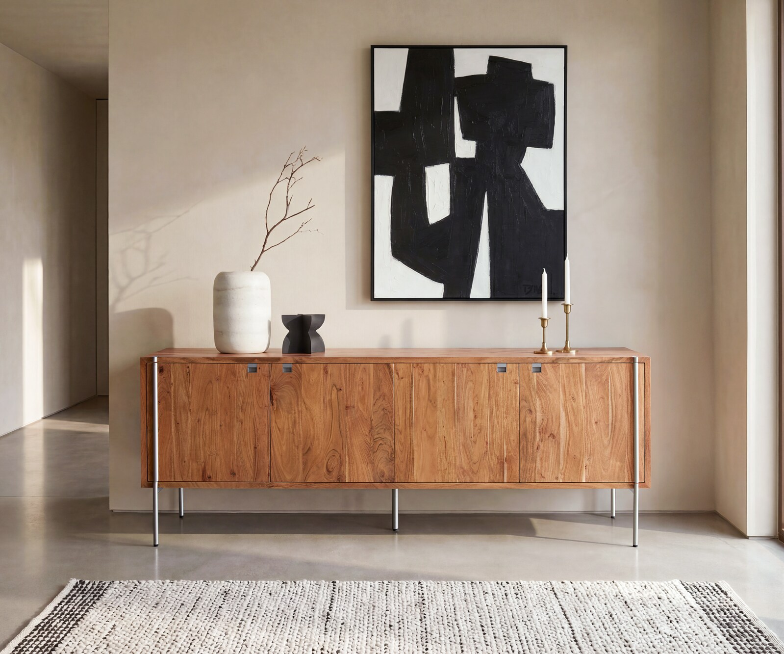 Sideboard Rivoro 210 cm Akazie Natur 4 Türen 1