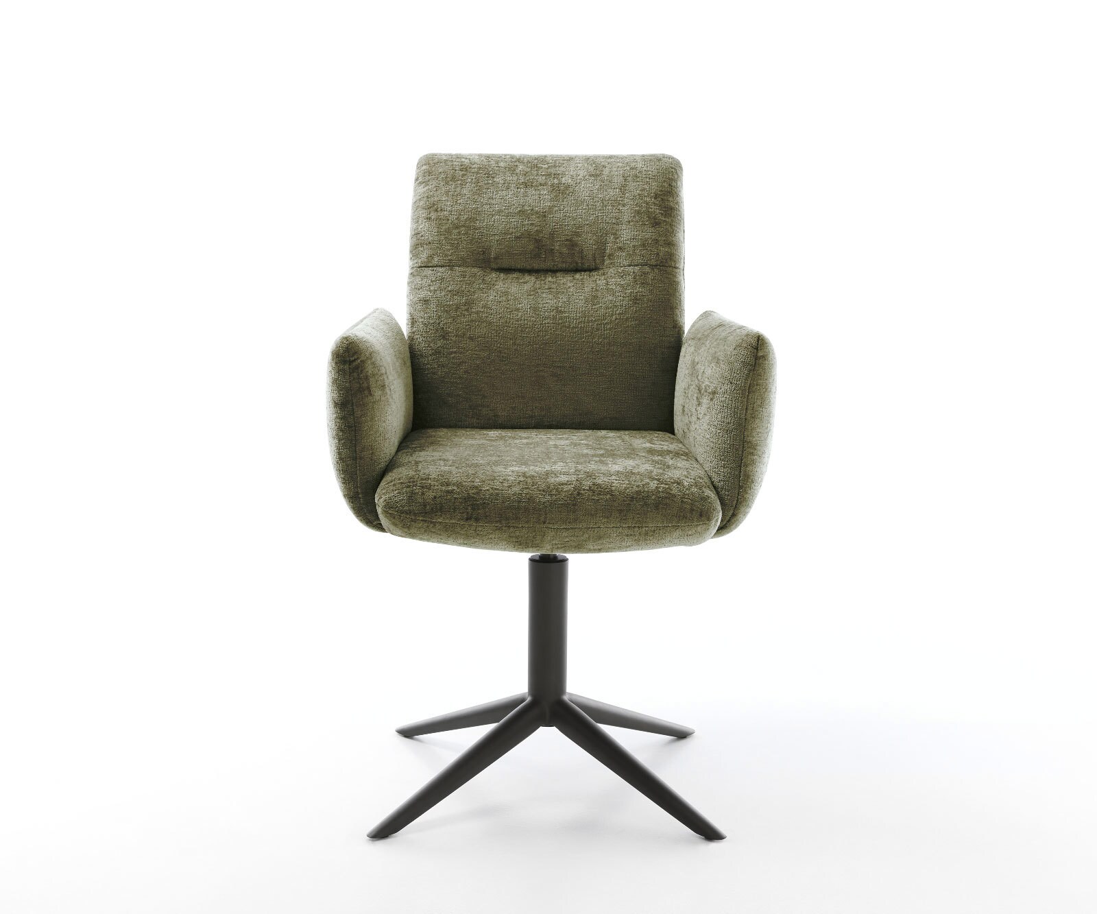 Drehstuhl Jova-Flex mit Armlehnen Chenille Olive Fußkreuz Schwarz 360° drehbar Wippfunktion Taschenfederkern 2