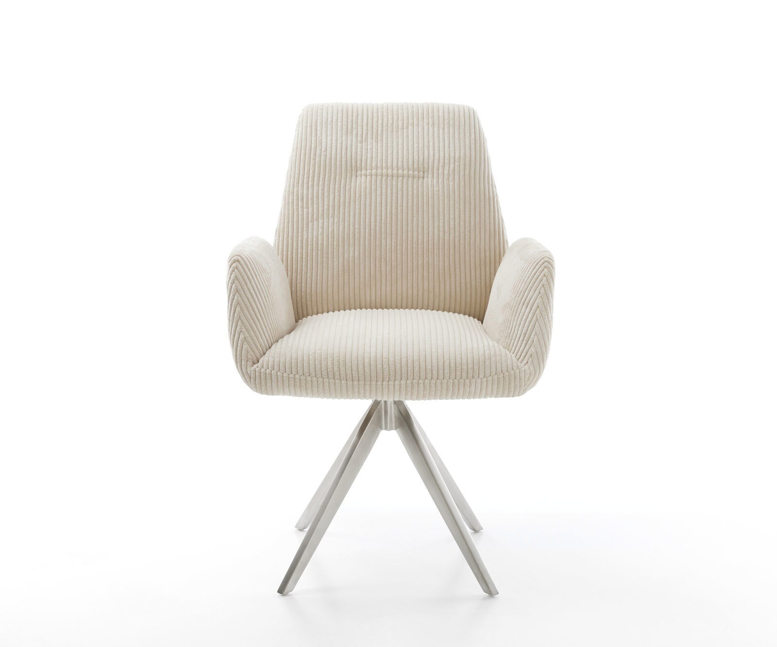 Esszimmerstuhl Zoa-Flex Cord Beige Kreuzgestell kantig Edelstahl Taschenfederkern 1