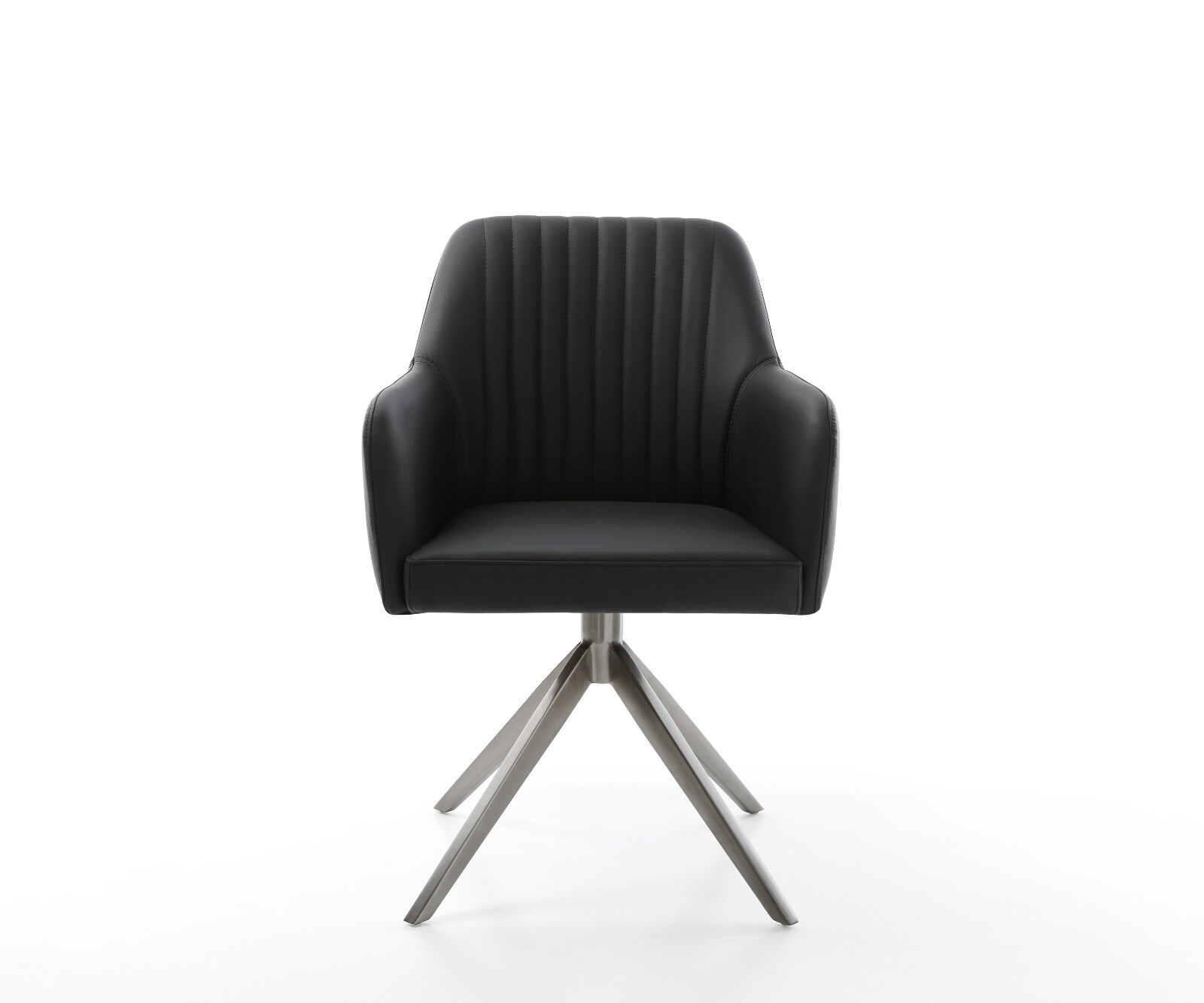 Chaise-pivotante Greg-Flex cuir de vache noir pied croisé large grafiete pivotement sur 360° fonction bascule ressorts ensachés 1