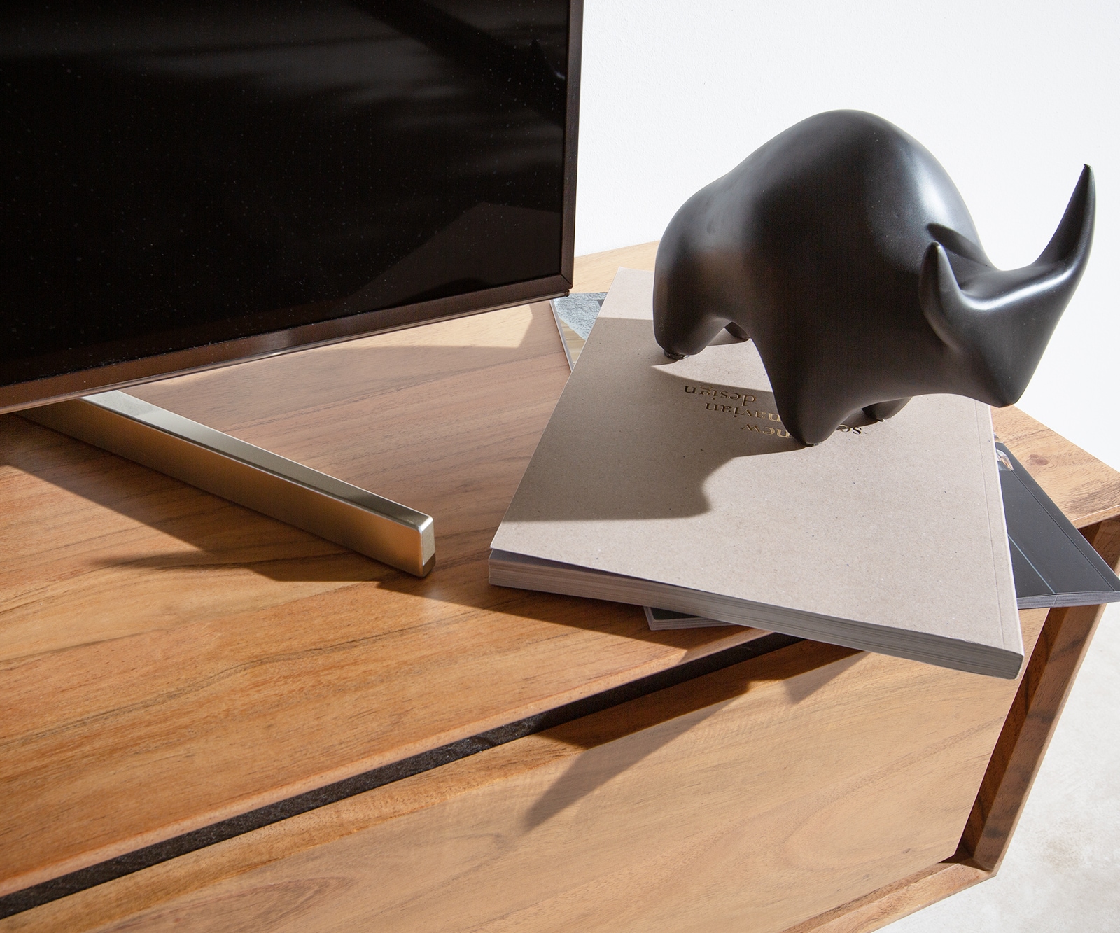 Lowboard Stonegrace 175 cm Akazie Natur 2 Türen 1 Fach 1 Schublade Steinfurnier schwebend 5