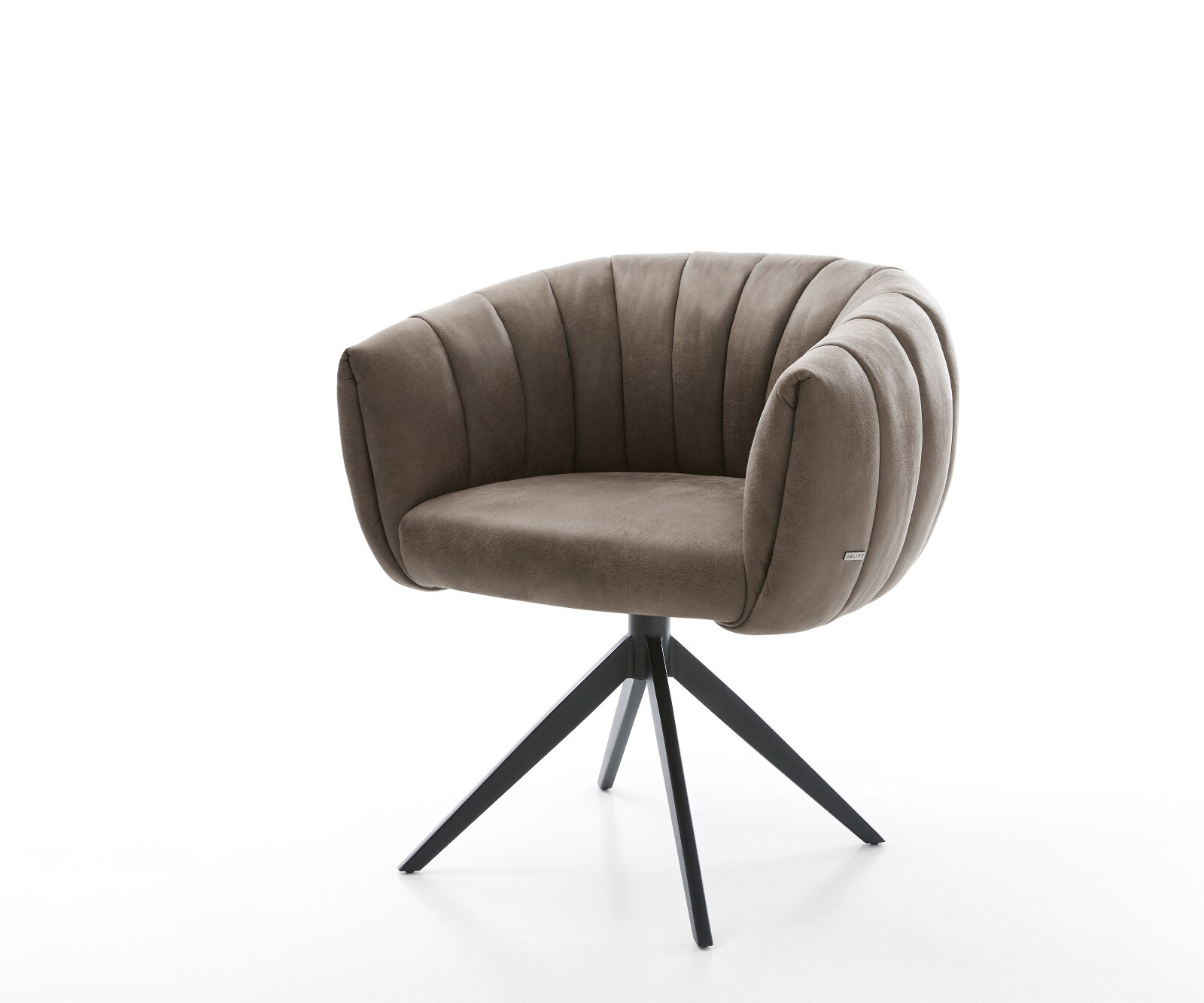 Chaise-pivotante Jada-Flex microvelours taupe vintage pied croisé large noir pivotement sur 360° fonction bascule ressorts ensachés