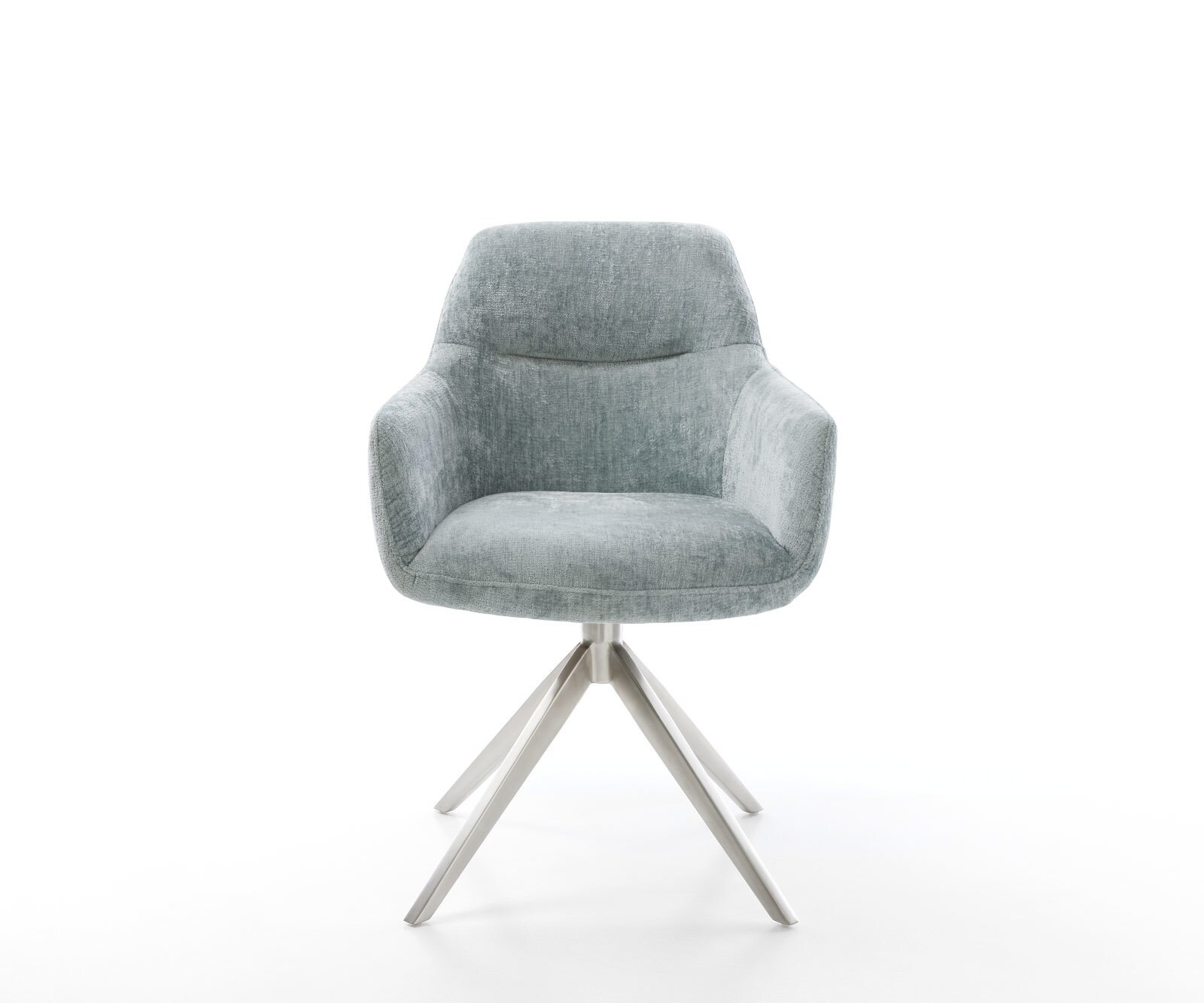 Chaise-pivotante Pejo-Flex chenille bleu pastel pied croisé large acier inoxydable brossé pivotement sur 360° fonction bascule ressorts ensachés 1 Chaise-pivotante Pejo-Flex chenille bleu pastel pied croisé large acier inoxydable brossé pivotement sur 360° fonction bascule ressorts ensachés 1