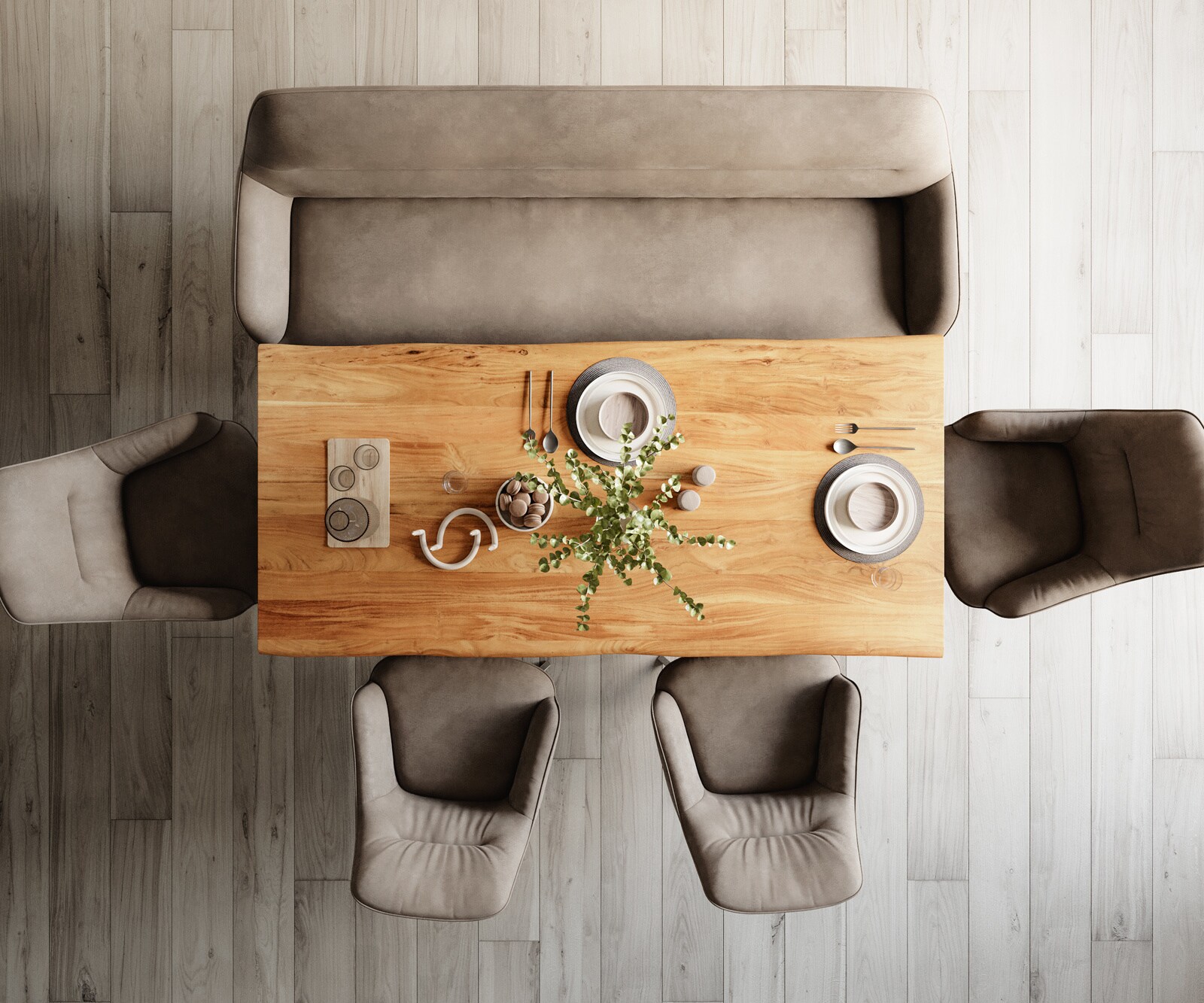 Banc-de-salle-à-manger Taya-Flex 200 cm microfibre taupe vintage pied croisé angulaire acier inoxydable ressort ensaché 5