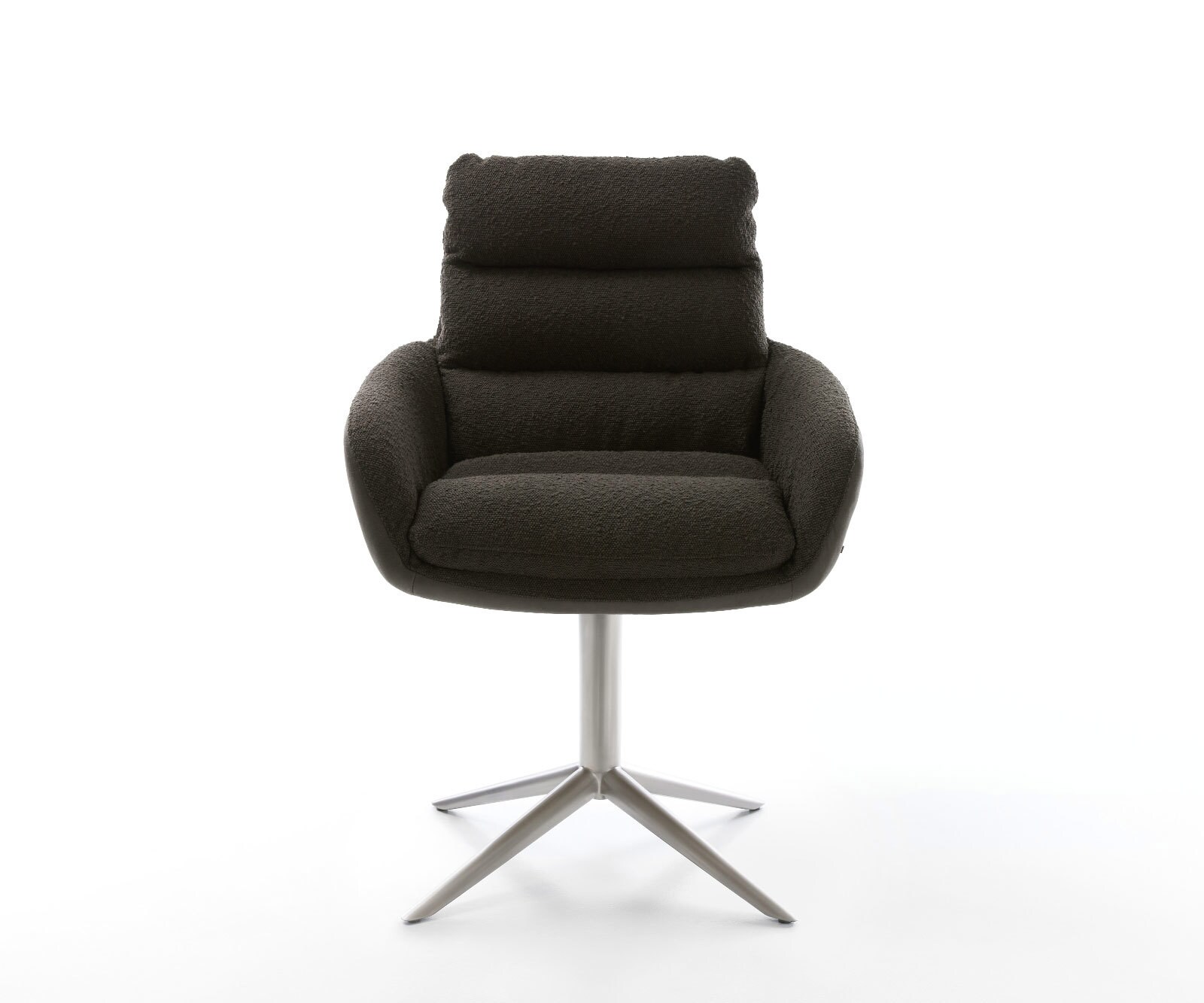 Chaise-pivotante Abelia-Flex avec accoudoirs tissu mixte noir pied de chaise 4 branches acier inoxydable brossé pivotement sur 360° fonction bascule 1