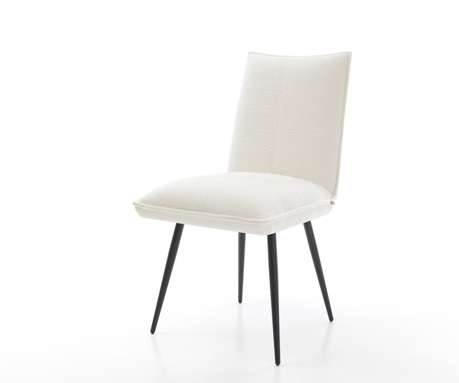 Chaise-de-salle-à-manger Lelio-Flex bouclé doux beige 4 pieds coniques noir resorts ensachés 1