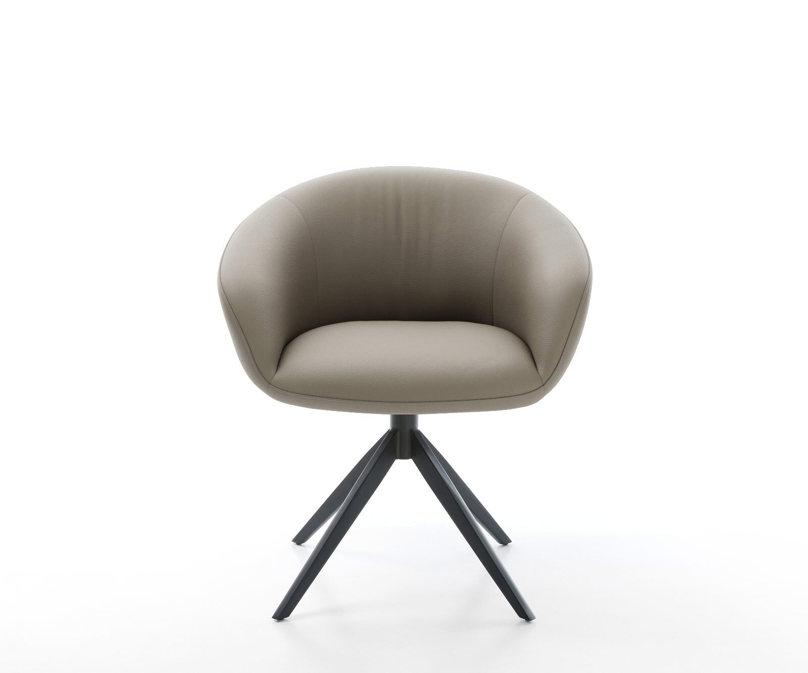 Drehstuhl Vinka-Flex mit Armlehnen Echt-Leder Schlamm Kreuzgestell breit Schwarz 360° drehbar Wippfunktion Taschenfederkern 1