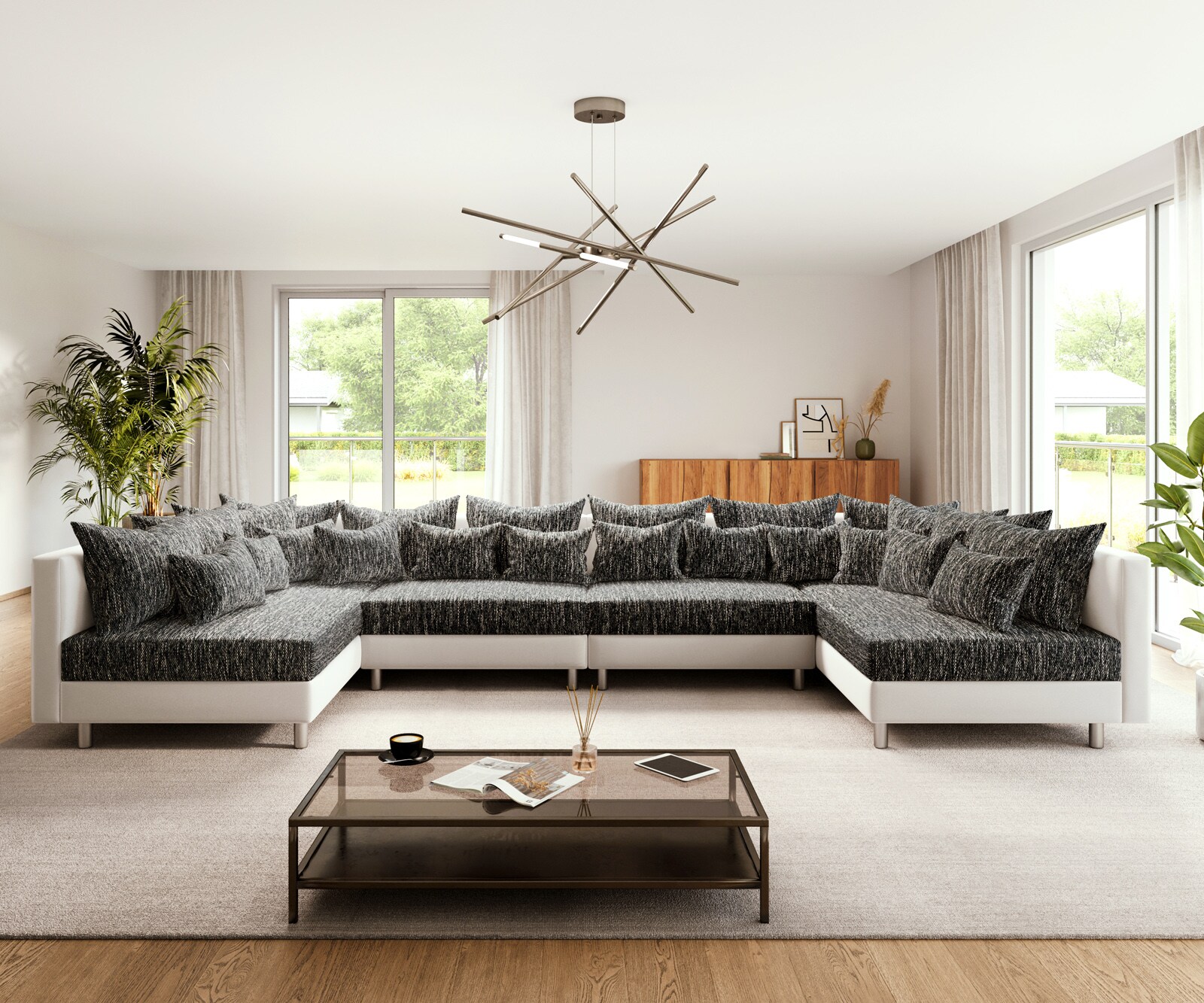 Canapé Clovis XL blanc noir modulaire 1