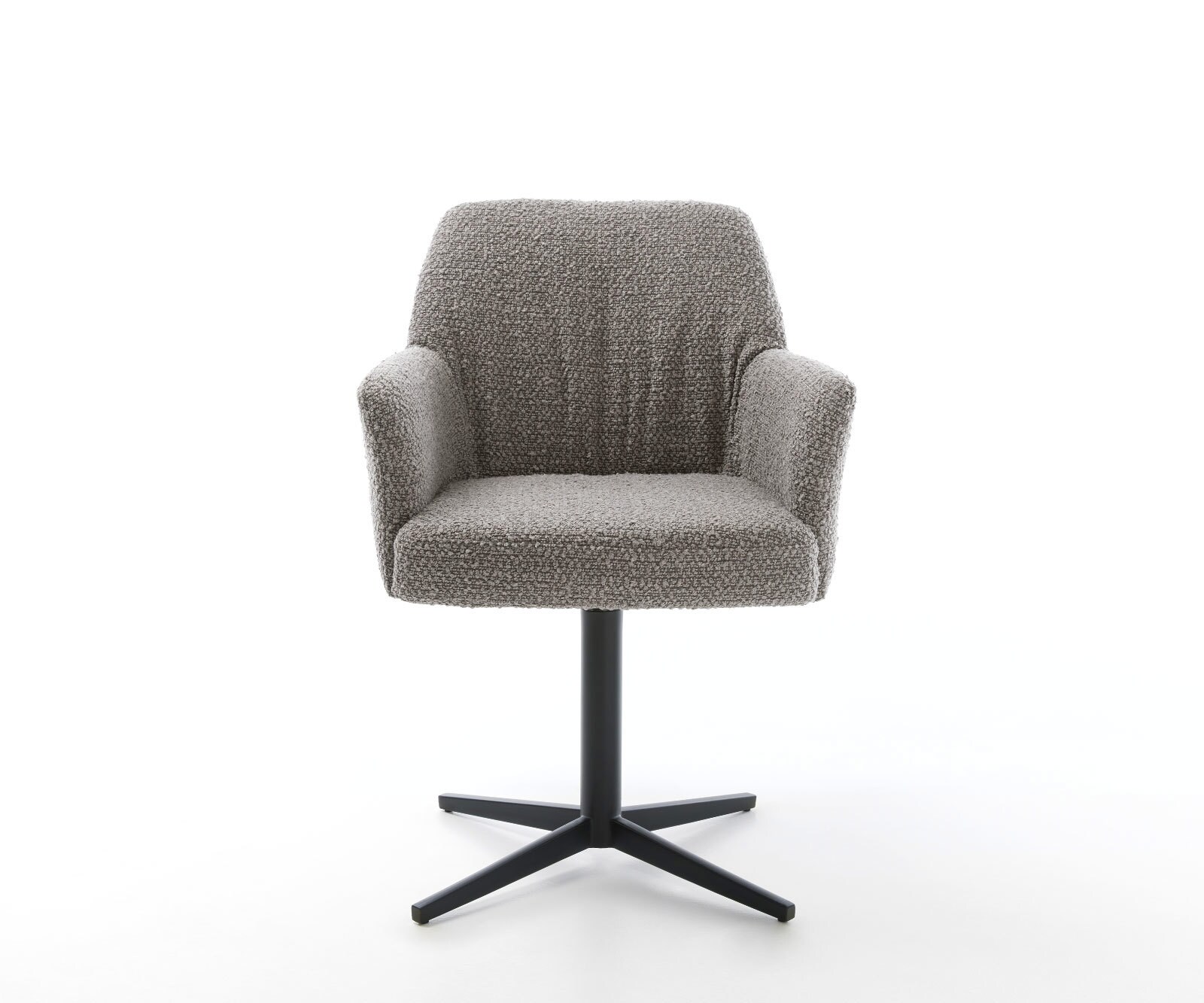 Chaise-pivotante Xana-Flex avec accoudoirs bouclé gris argenté pied de chaise 4 branches noir pivotement sur 360° ressorts ensachés 2