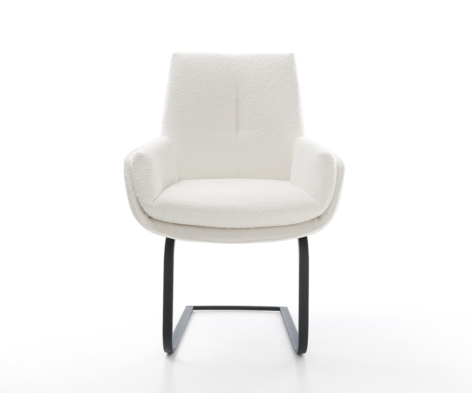 Cantilever Clea-Flex bouclé crème-blanc pied cantilever plat noir 2
