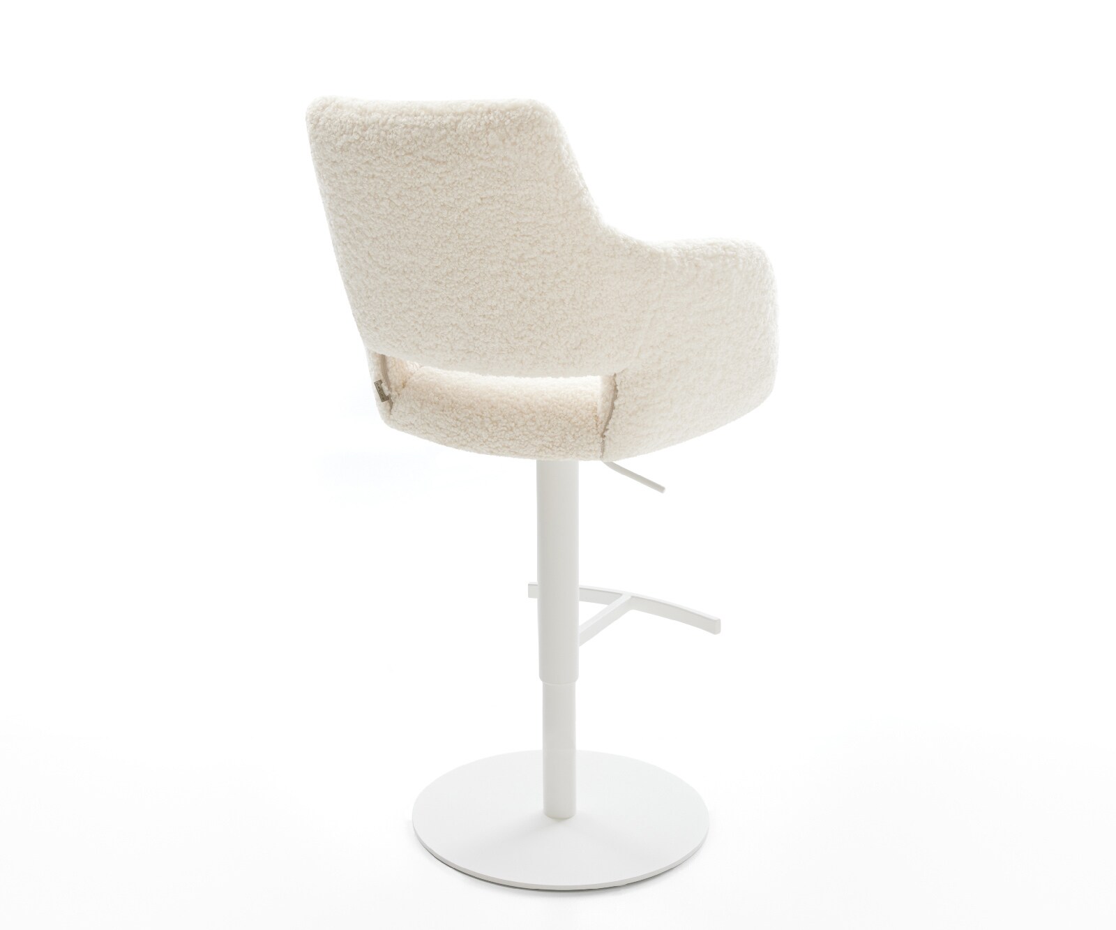 Chaise-de-bar Yago-Flex Tissu teddy Beige Pied pivotant réglable en hauteur blanc Blanc Ressort ensaché 5