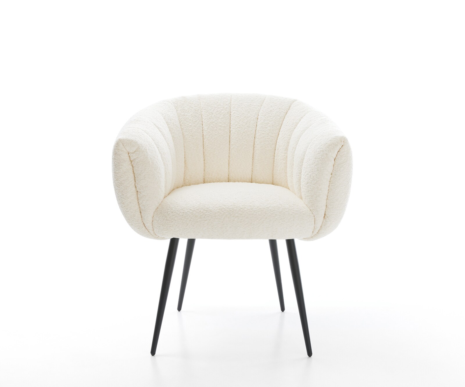 Chaise-de-salle-à-manger Jada-Flex bouclé blanc 4 pieds coniques noir ressorts ensachés 2