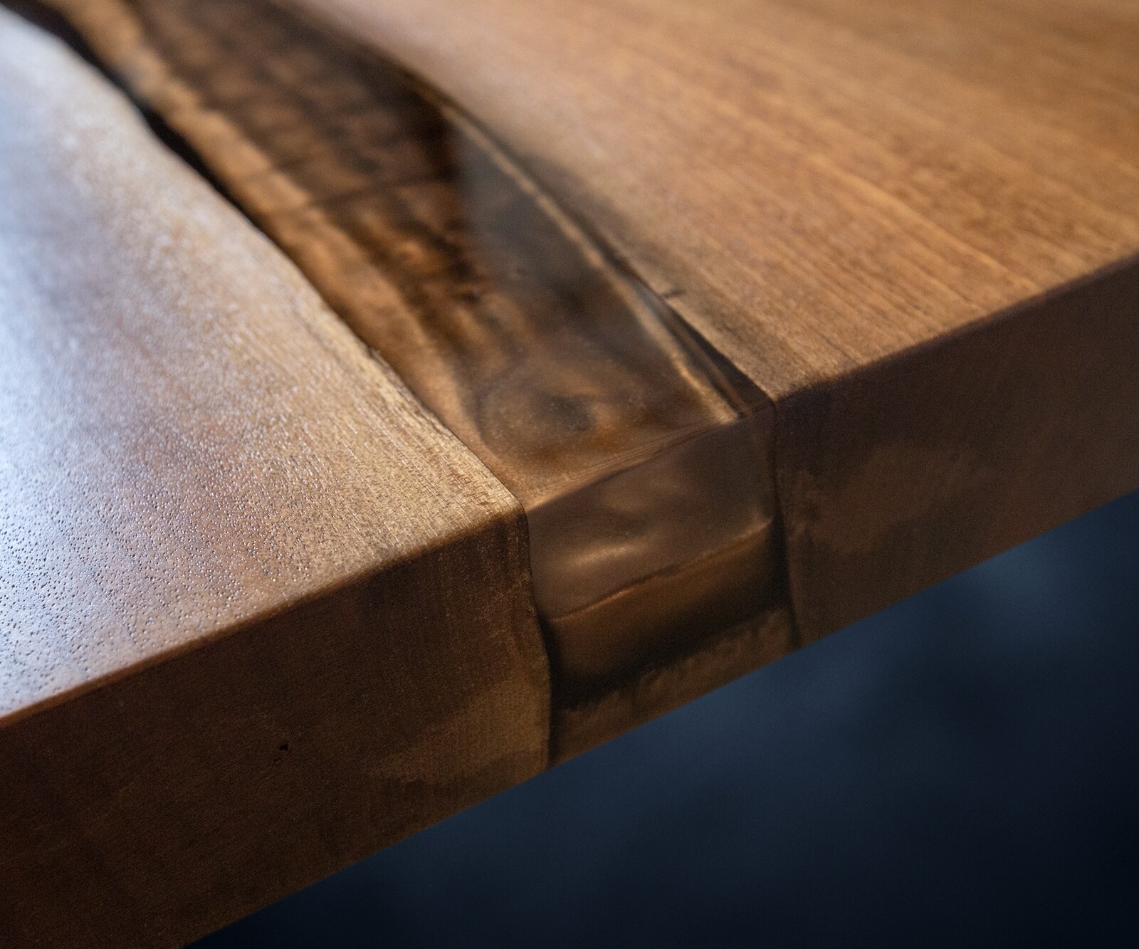 Tischplatte Walnuss Natur 200 cm Epoxid braun Metallic Unikat Nr. 32335 5