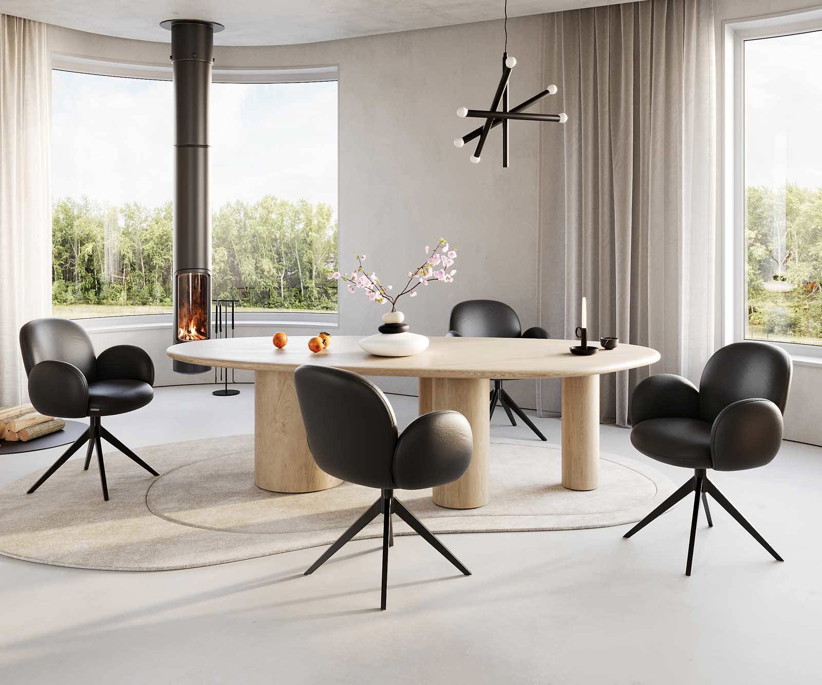 Drehstuhl Nube-Flex mit Armlehnen Echt-Leder Schwarz Kreuzgestell breit Schwarz 360° drehbar Taschenfederkern 4 Drehstuhl Nube-Flex mit Armlehnen Echt-Leder Schwarz Kreuzgestell breit Schwarz 360° drehbar Taschenfederkern 4