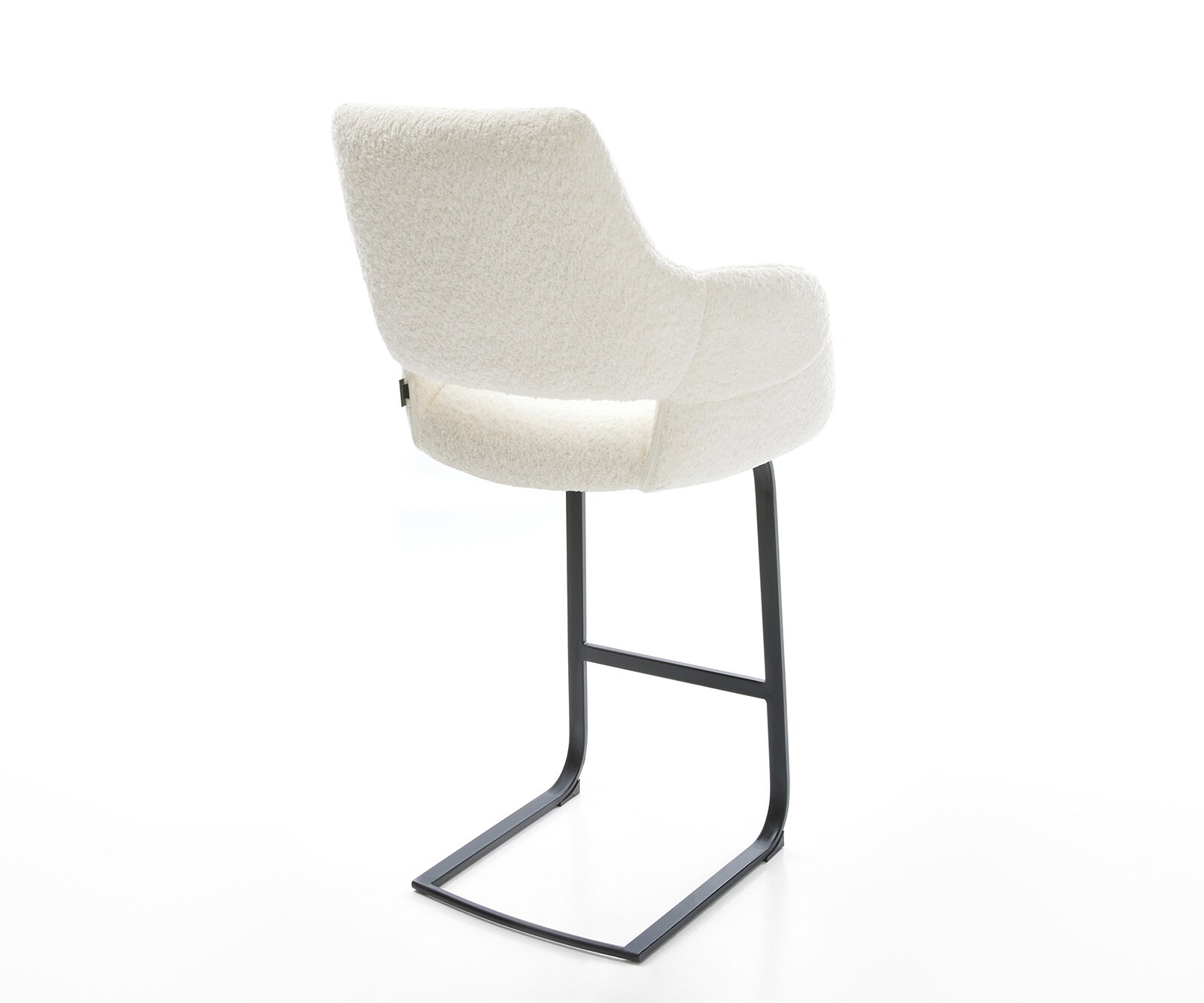 Barstuhl Yago-Flex Bouclé Weiß Freischwinger flach Metall Schwarz Taschenfederkern 5