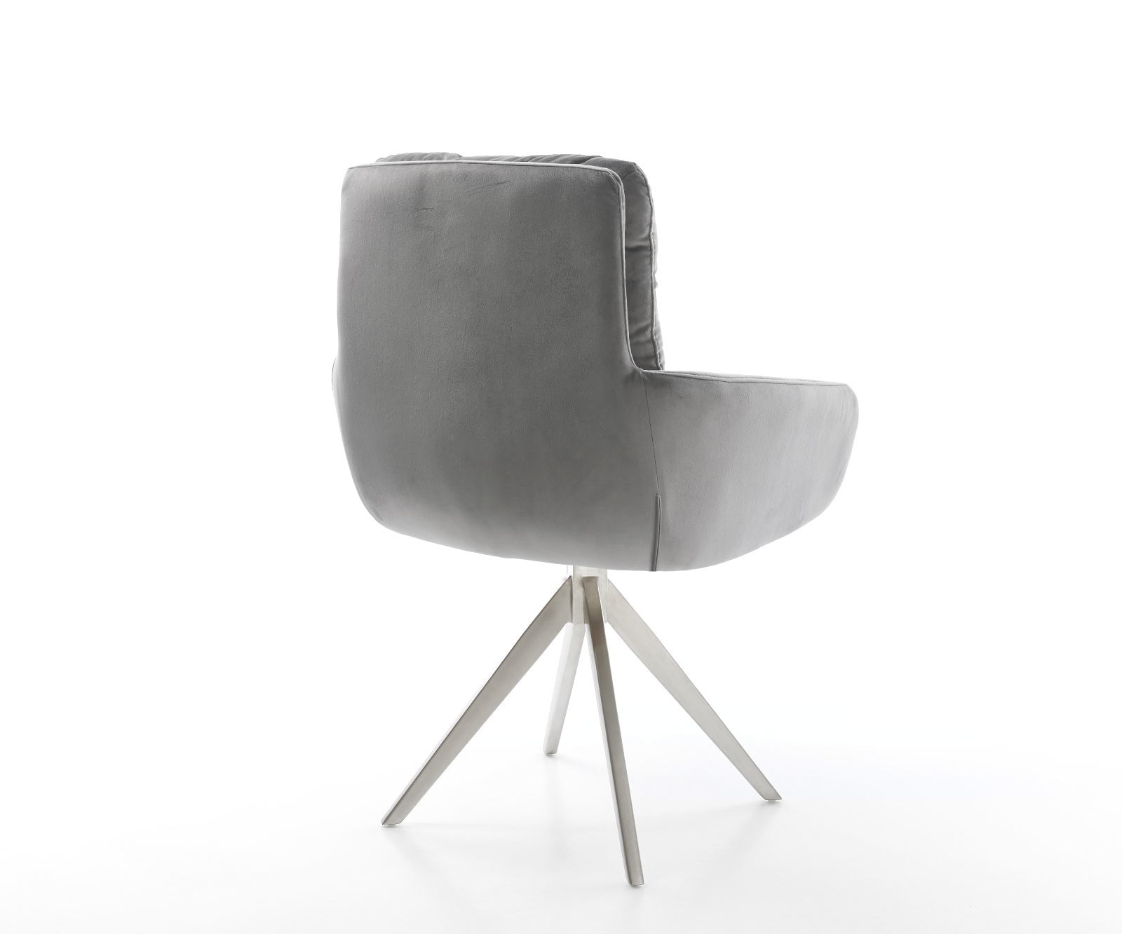 Esszimmerstuhl Abelia-Flex mit Armlehnen Samt Grau Kreuzgestell kantig Edelstahl 5 Esszimmerstuhl Abelia-Flex mit Armlehnen Samt Grau Kreuzgestell kantig Edelstahl 5