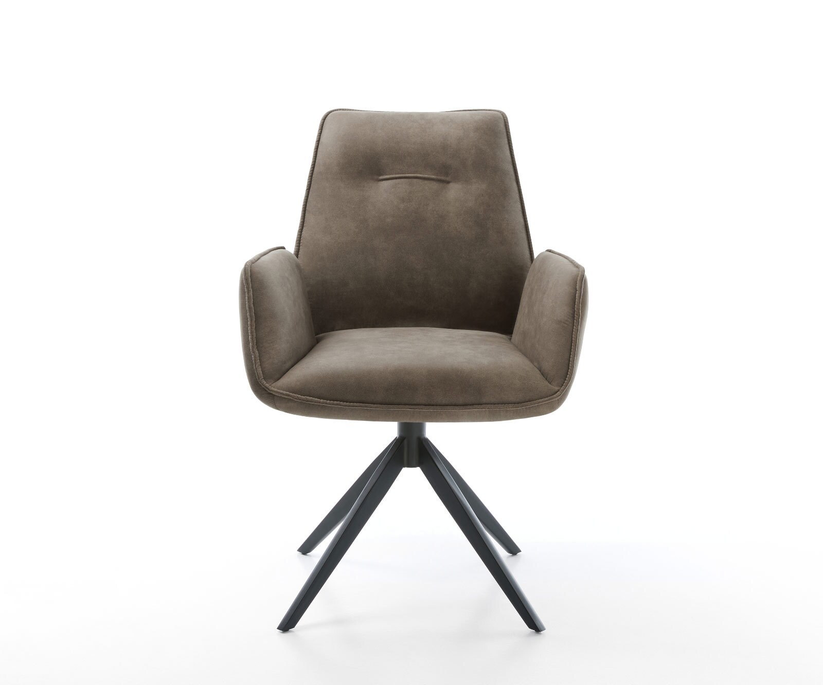 Chaise-pivotante Zoa-Flex microvelours taupe vintage pied croisé large noir pivotement sur 360° fonction bascule ressorts ensachés 1