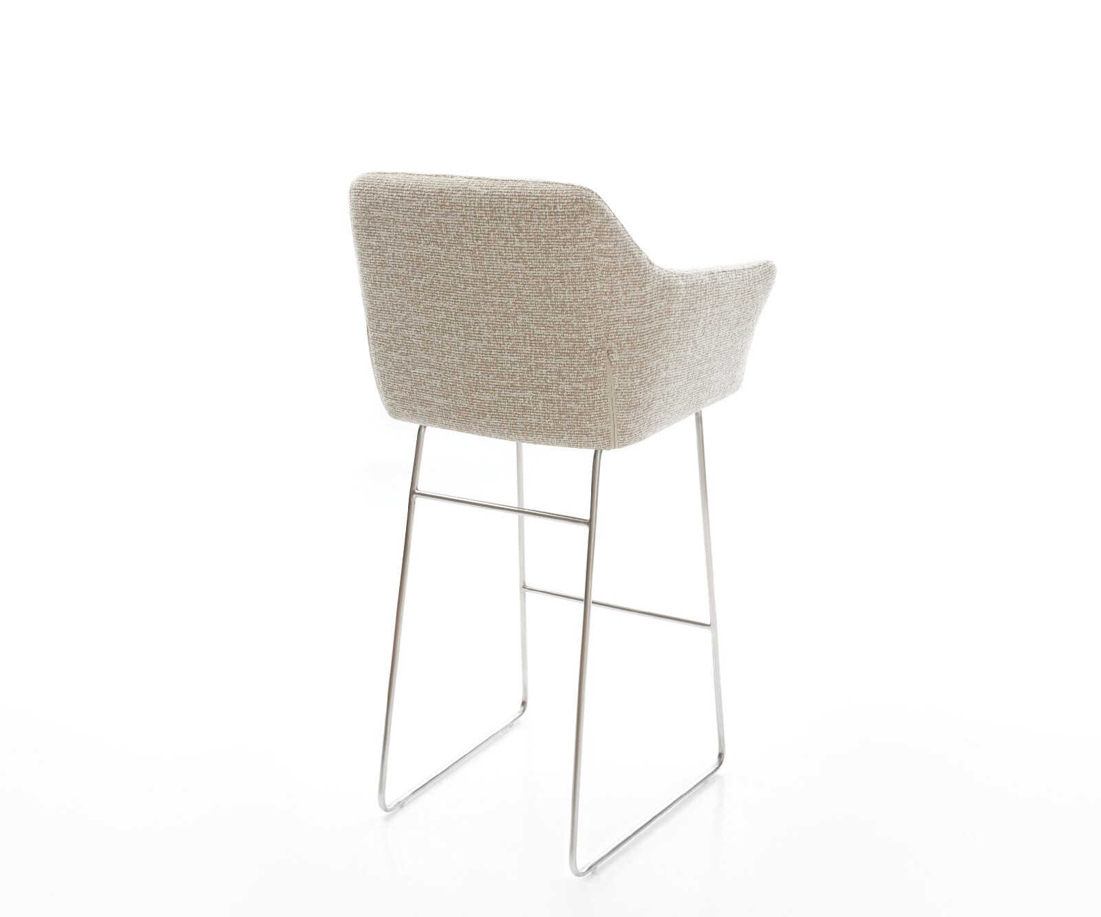 Barstuhl Yulo-Flex Webstoff Soft Beige Kufengestell Edelstahl Silberfarben 4