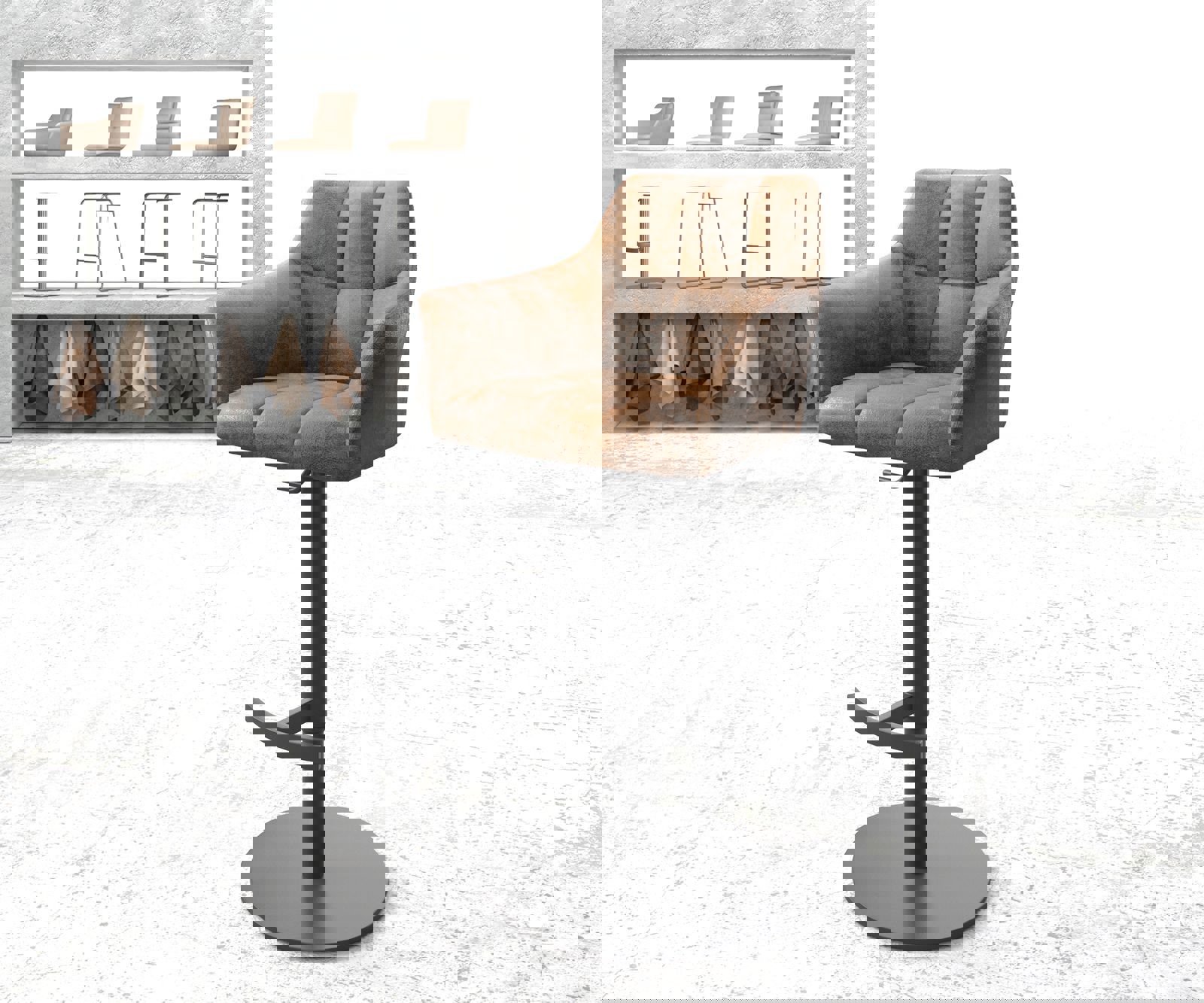 Barstuhl Yulo-Flex Vintage Braun Drehfuß höhenverstellbar Metall Barstuhl Yulo-Flex Vintage Braun Drehfuß höhenverstellbar Metall