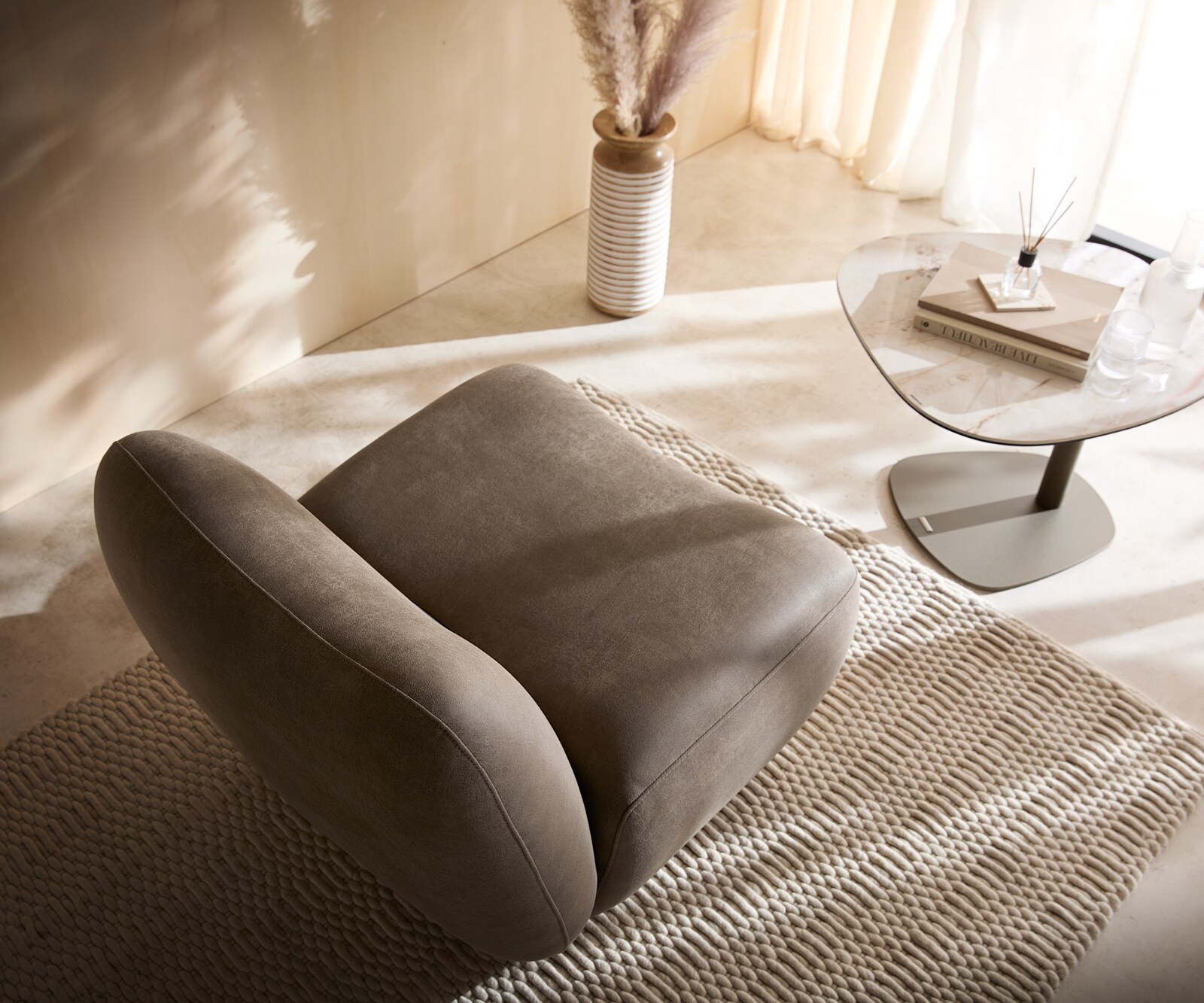 Fauteuil-lounge Zena 75 x 85 cm taupe vintage 1