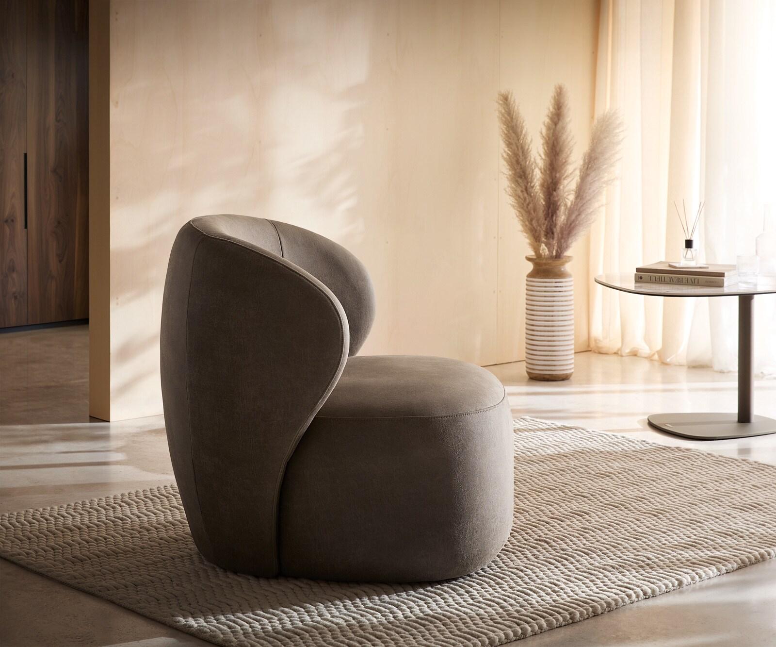 Loungesessel Pulo 80x80 cm Mikrofaser Taupe Vintage 3