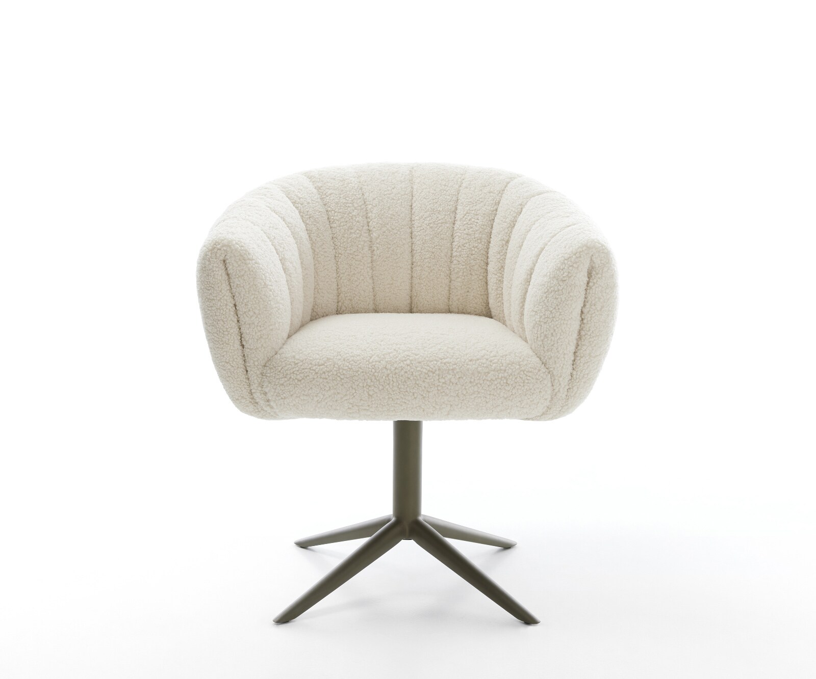 Chaise-pivotante Jada-Flex tissu teddy beige pied croisé angulaire aspect titane pivotement sur 360° fonction bascule ressorts ensachés 1