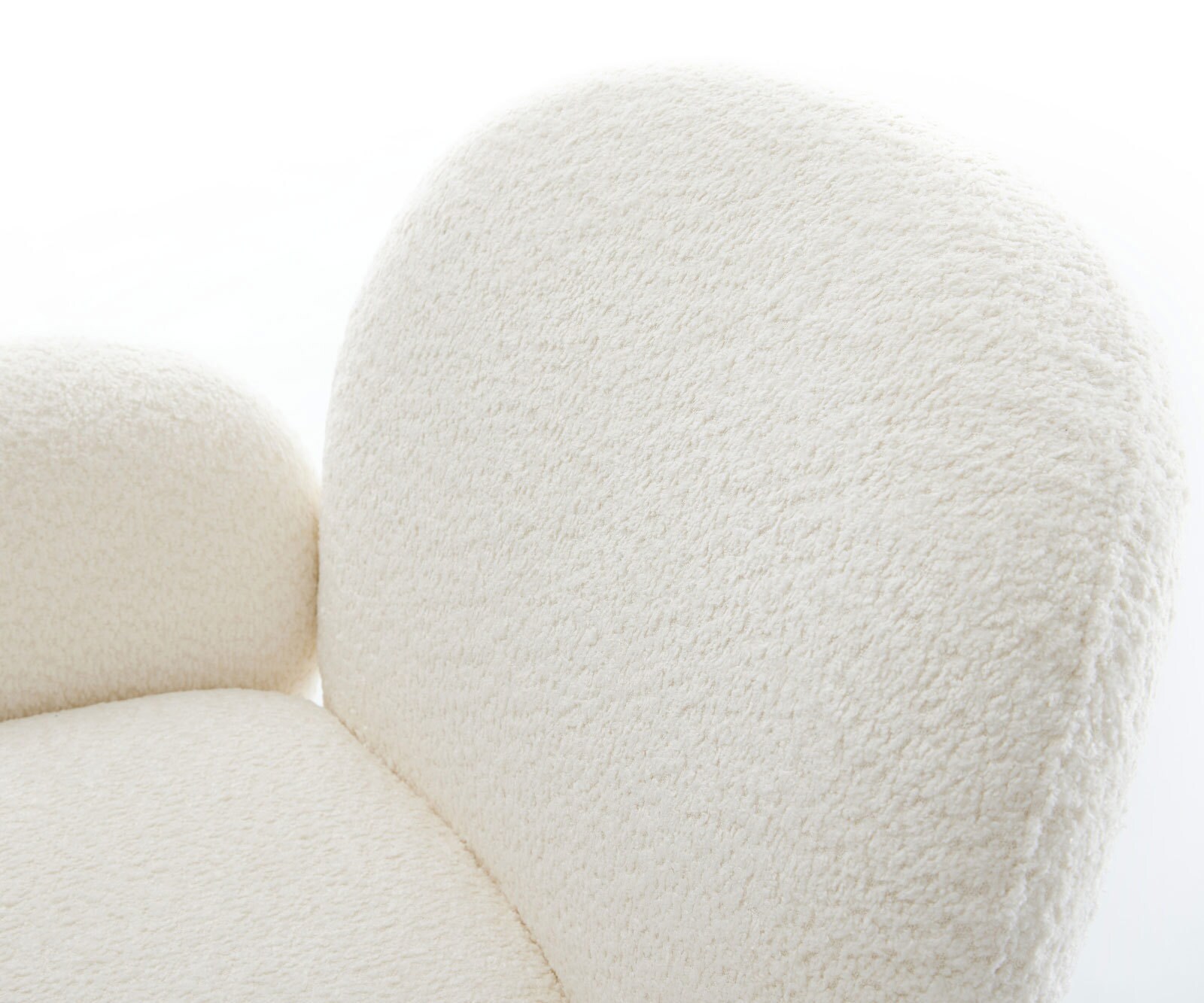 Drehstuhl Nube-Flex mit Armlehnen Bouclé Weiß Kreuzgestell breit Effektfinish Titan 360° drehbar Wippfunktion Taschenfederkern 3